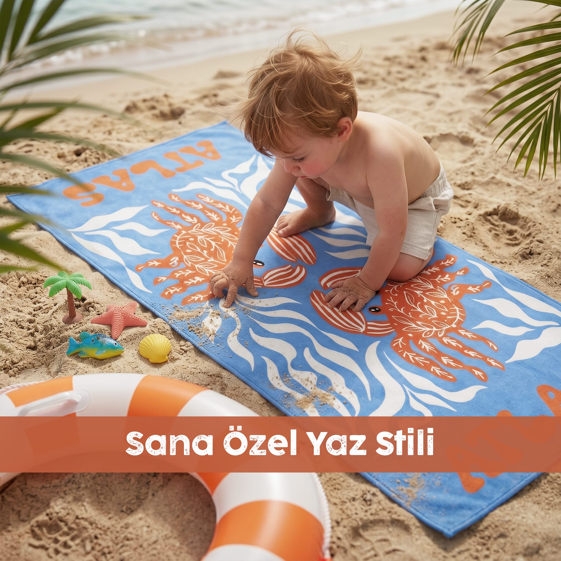 Kişiye Özel "Deniz Canlıları" Serisi Çocuk Havlusu