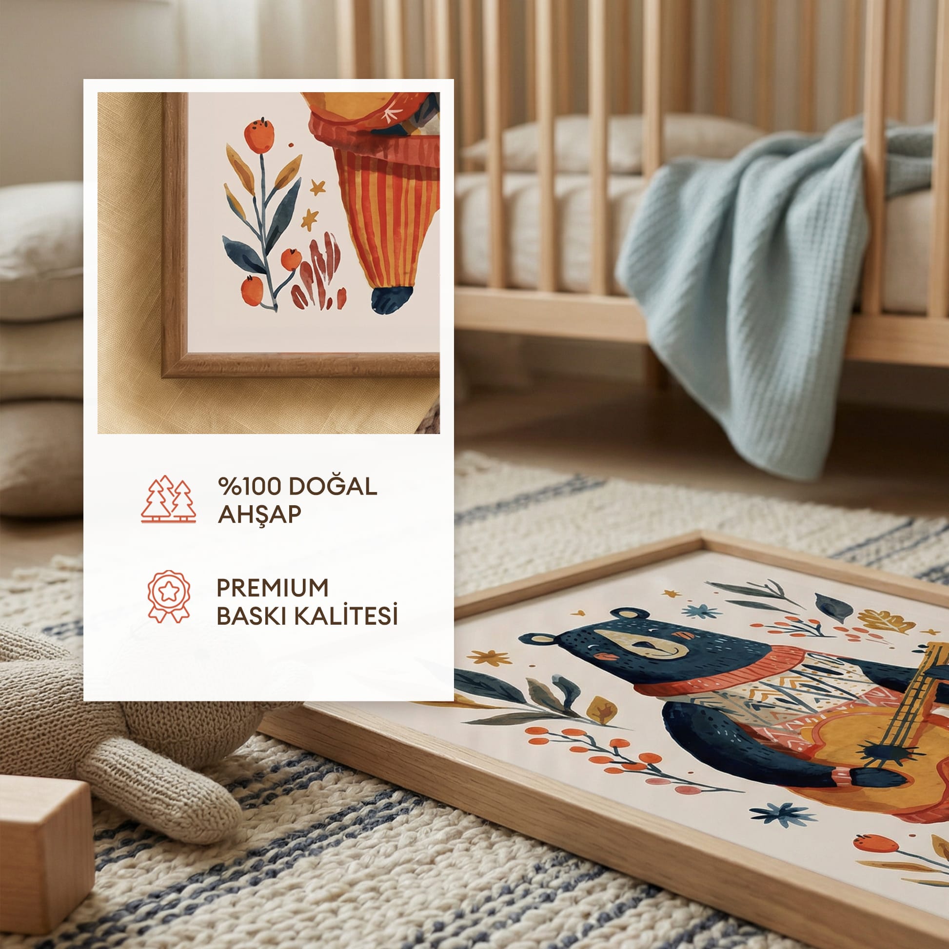 Minik Müzisyen Ayı Çocuk Odası Tablosu
