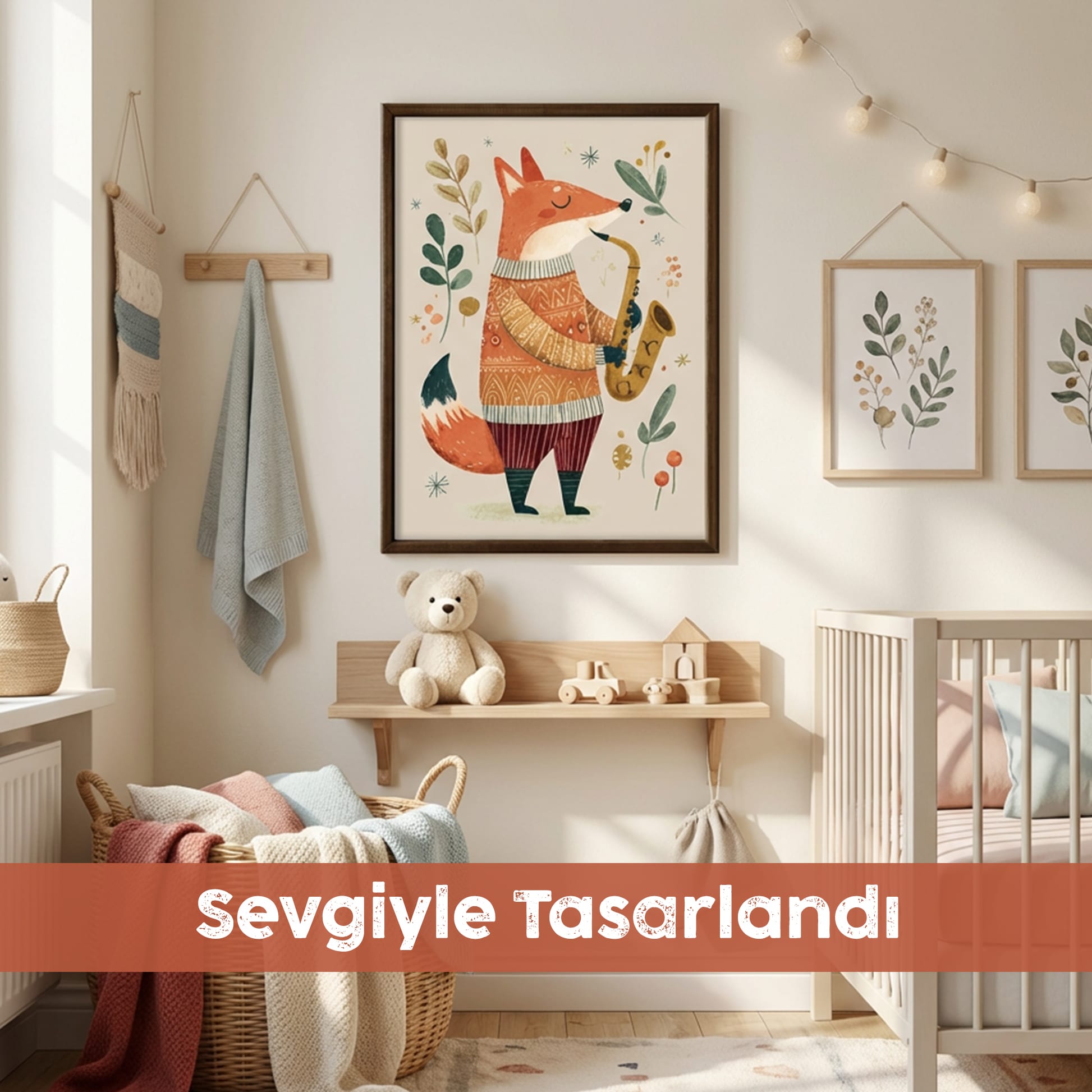 Minik Müzisyen Tilki Çocuk Odası Tablosu
