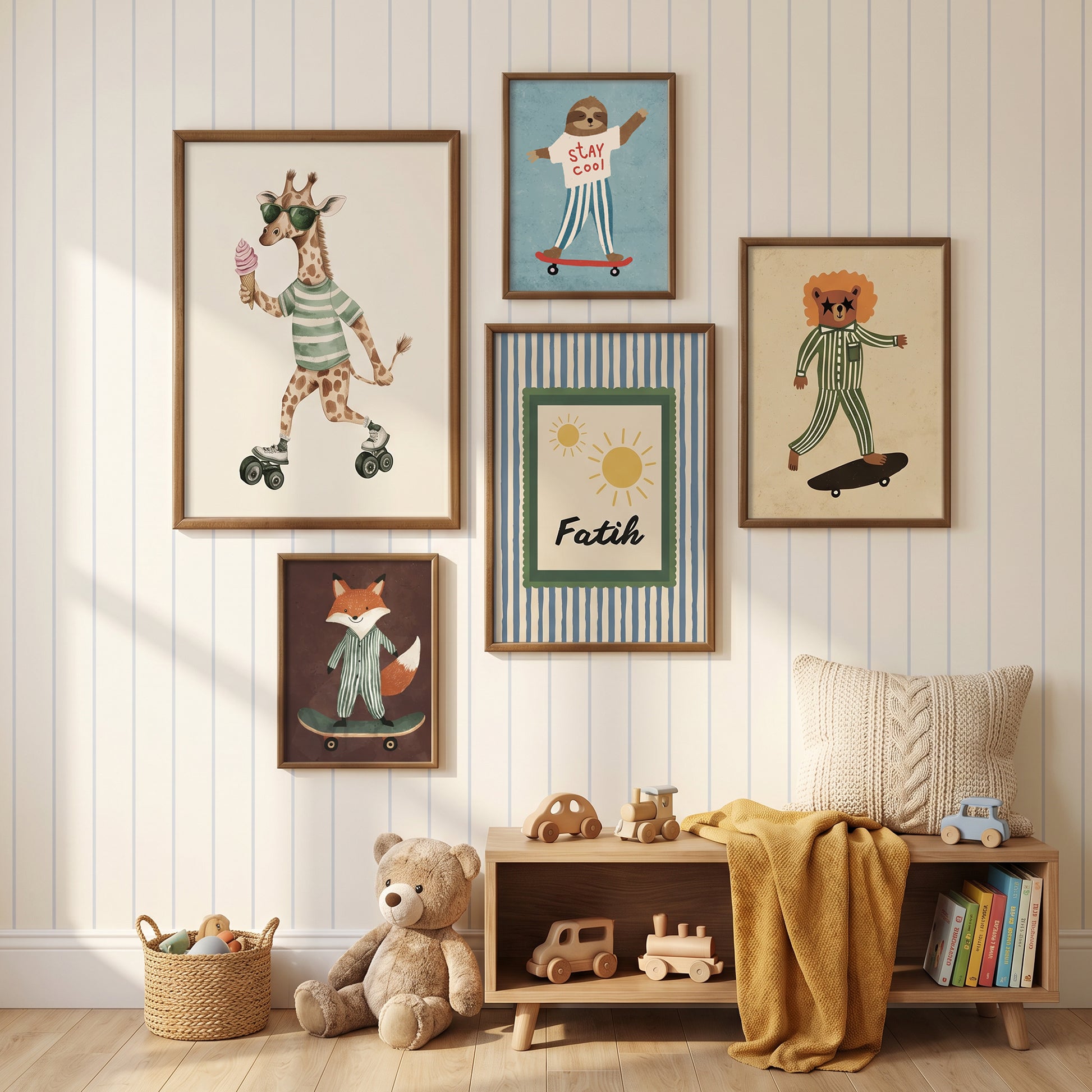 "Paten Kayan Zürafa" Çocuk Odası Tablosu