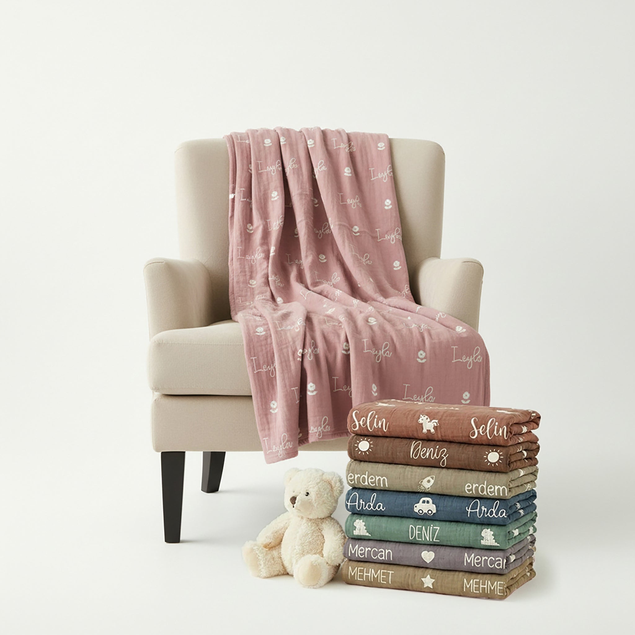 Kişiye Özel %100 Pamuk Müslin Battaniye