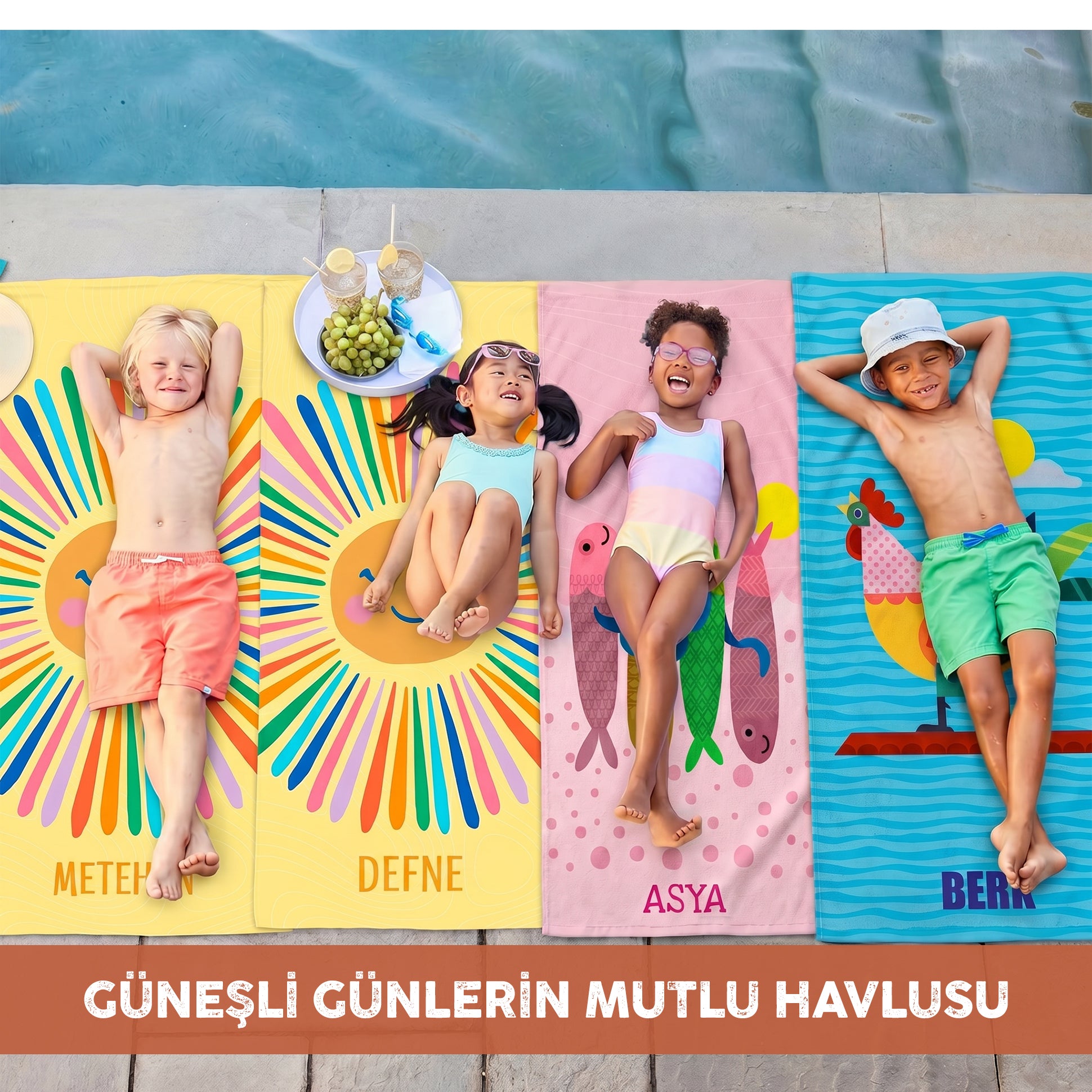 Kişiye Özel "Güneş Neşesi" Plaj Havlusu - Bonibom Özel Koleksiyonu