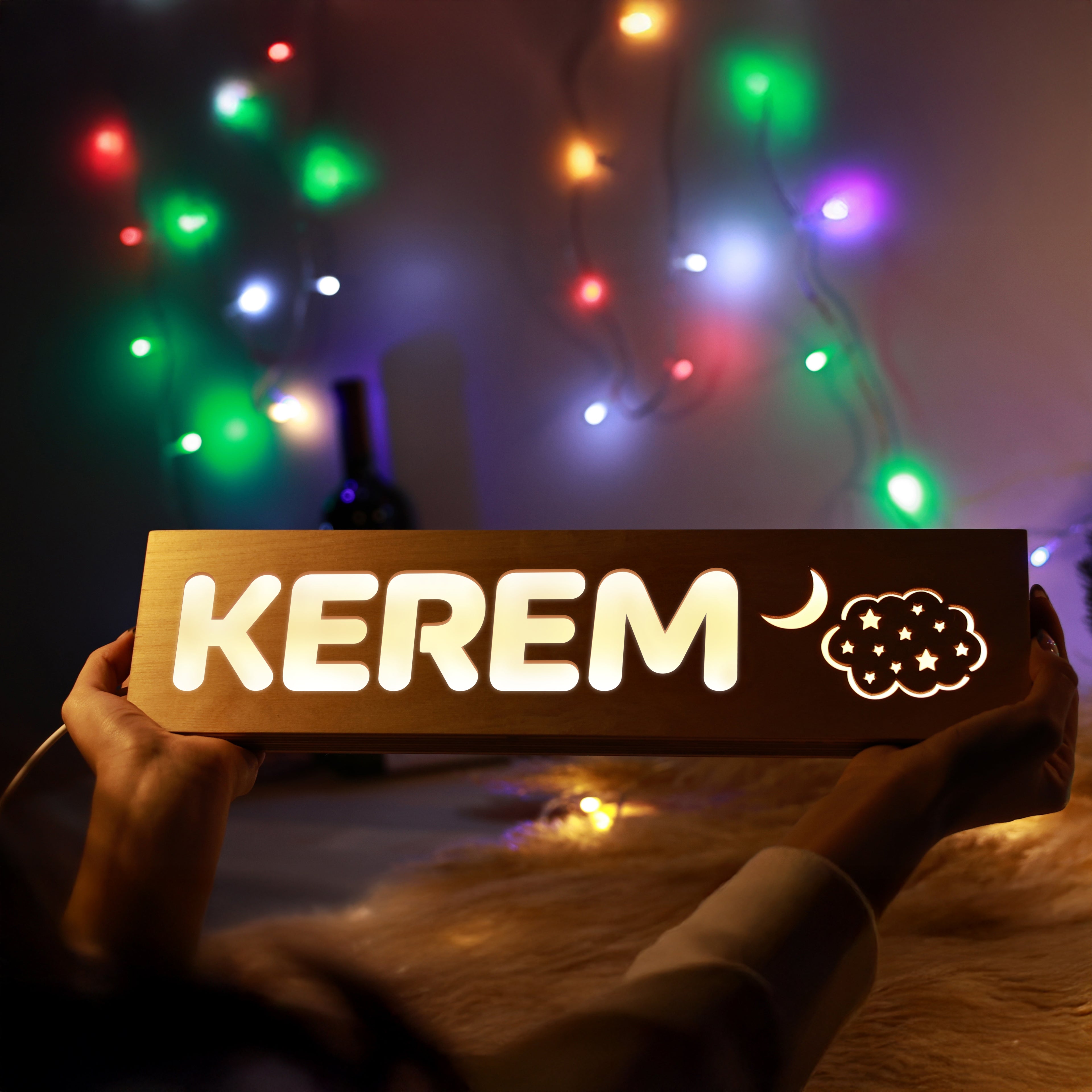 İSME ÖZEL HUŞ AĞACI LED GECE LAMBASI