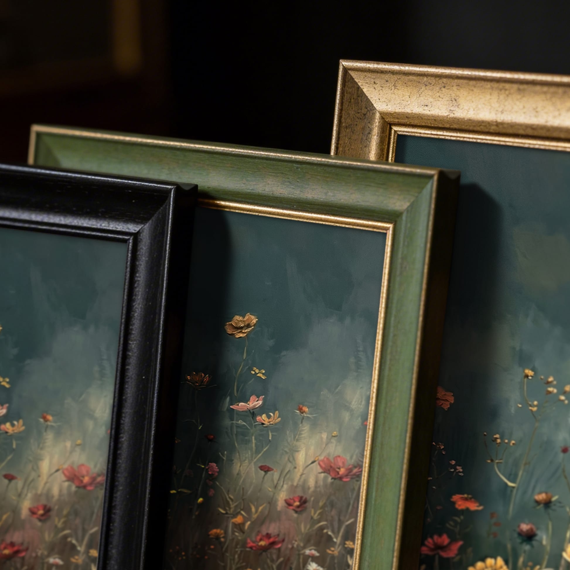 "Deep Green" Floral Tablo