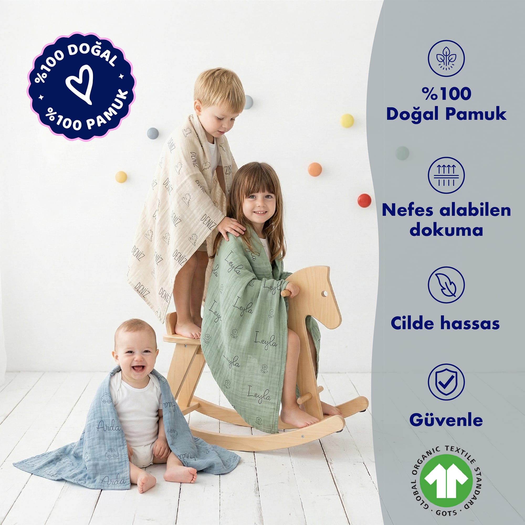 Kişiye Özel %100 Pamuk 2 Katlı Müslin Örtü