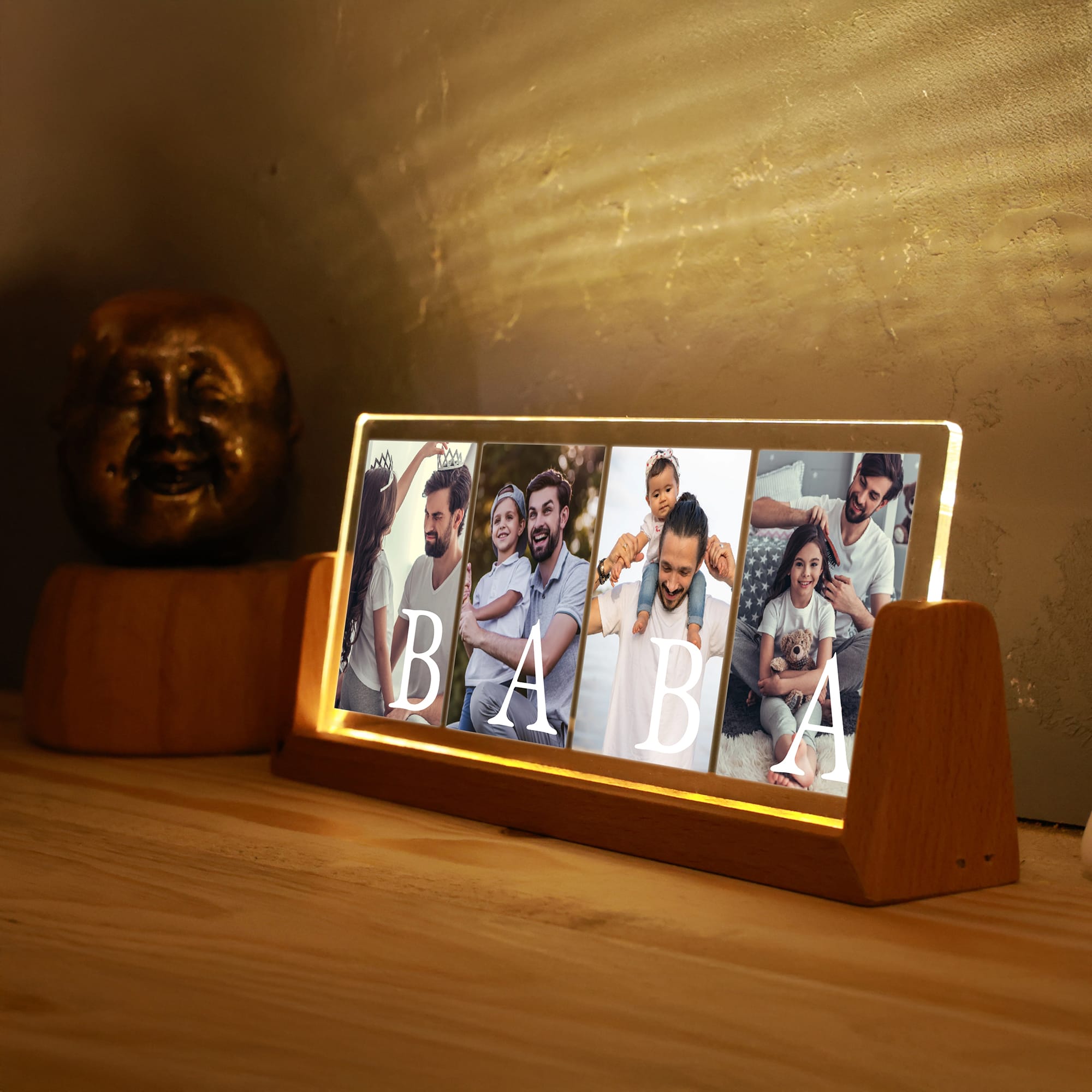 KİŞİYE ÖZEL "BABA" FOTOĞRAFLI LED IŞIKLI GECE LAMBASI