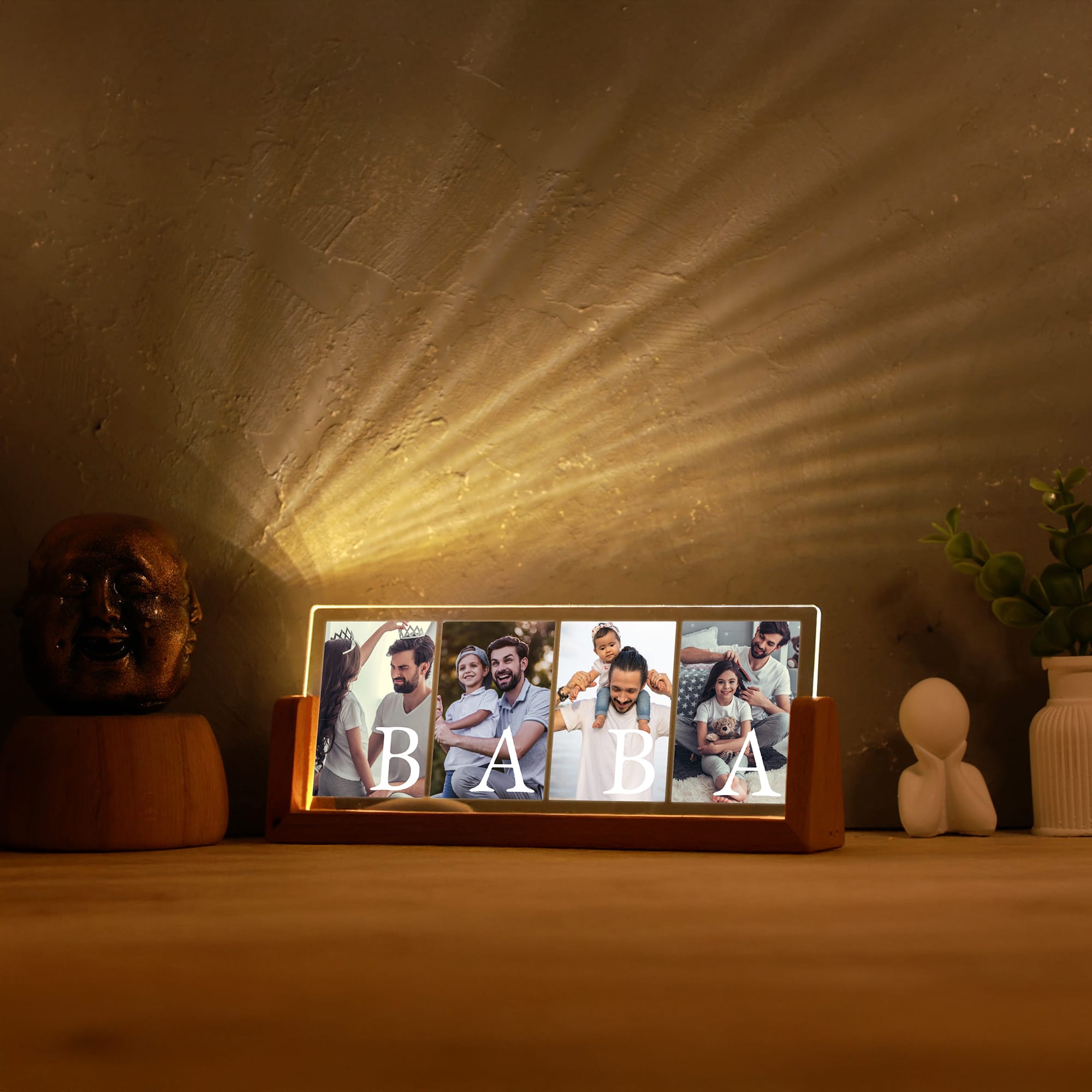 KİŞİYE ÖZEL "BABA" FOTOĞRAFLI LED IŞIKLI GECE LAMBASI