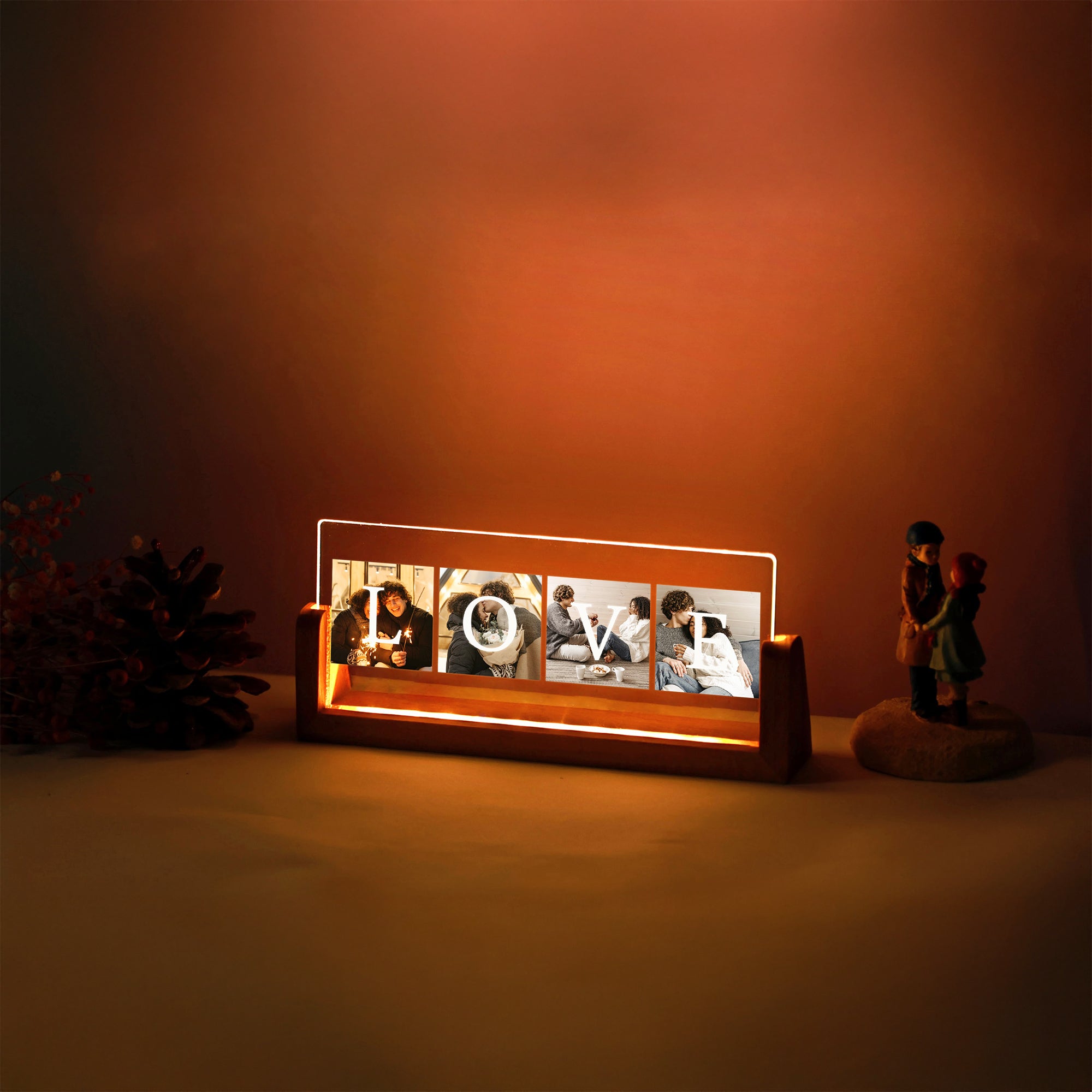 KİŞİYE ÖZEL LOVE YAZILI FOTOĞRAFLI YATAY LED GECE LAMBASI