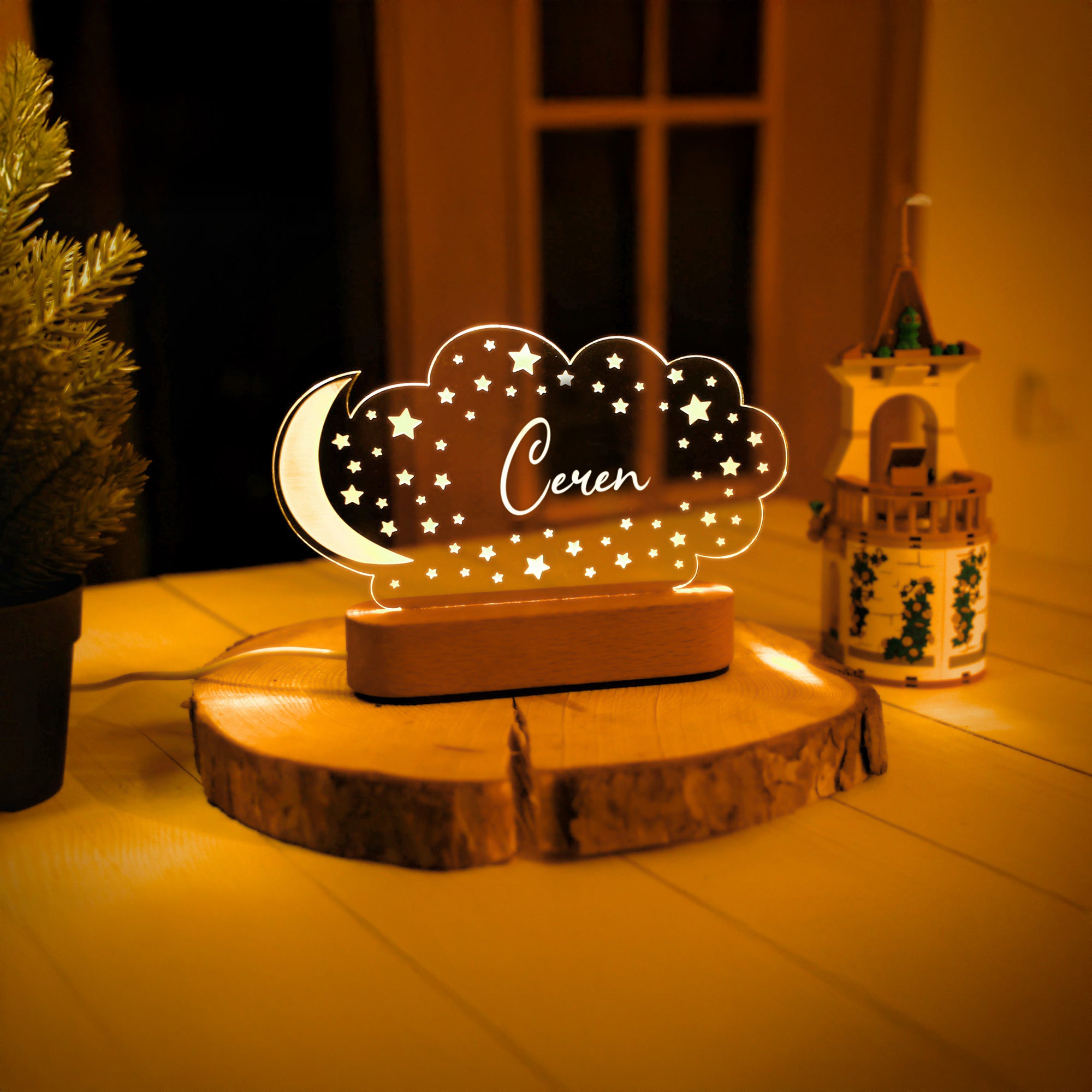 KİŞİYE ÖZEL ÇOCUK "AY-BULUT" GECE LAMBASI