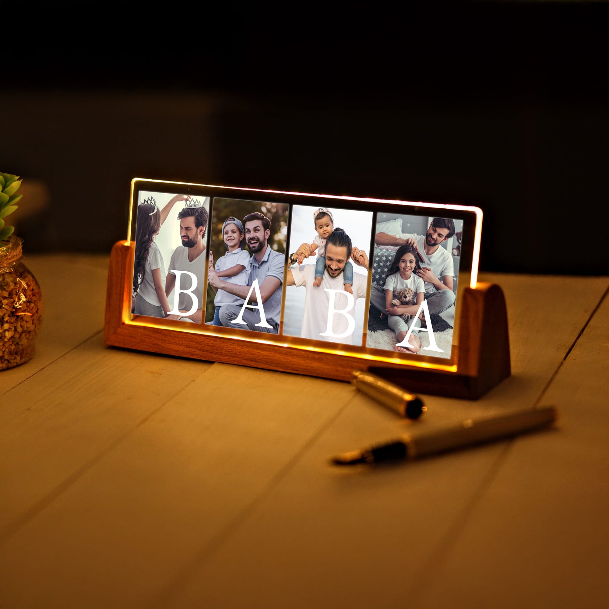 KİŞİYE ÖZEL "BABA" FOTOĞRAFLI LED IŞIKLI GECE LAMBASI