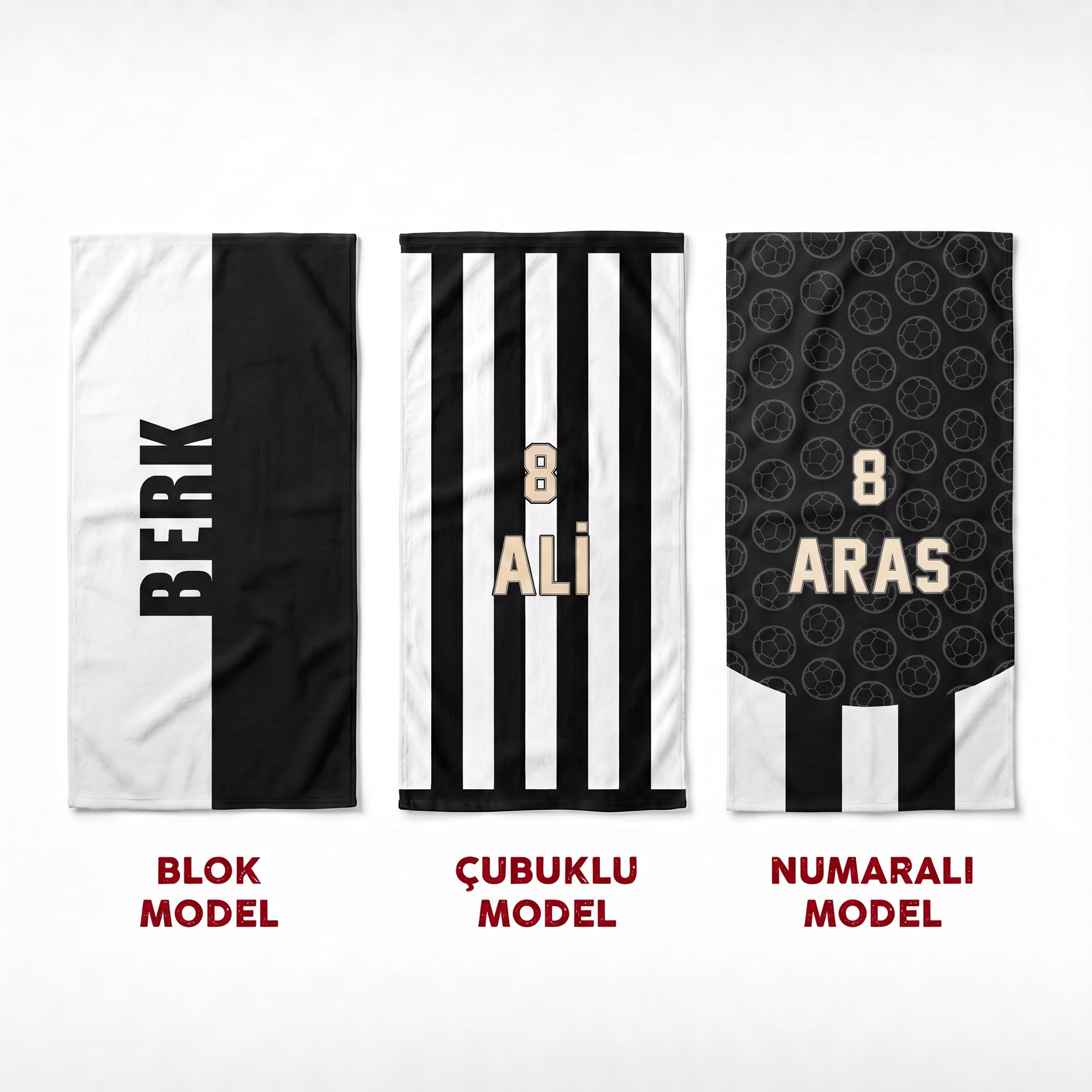Kişiye Özel Siyah-Beyaz Plaj Havlusu