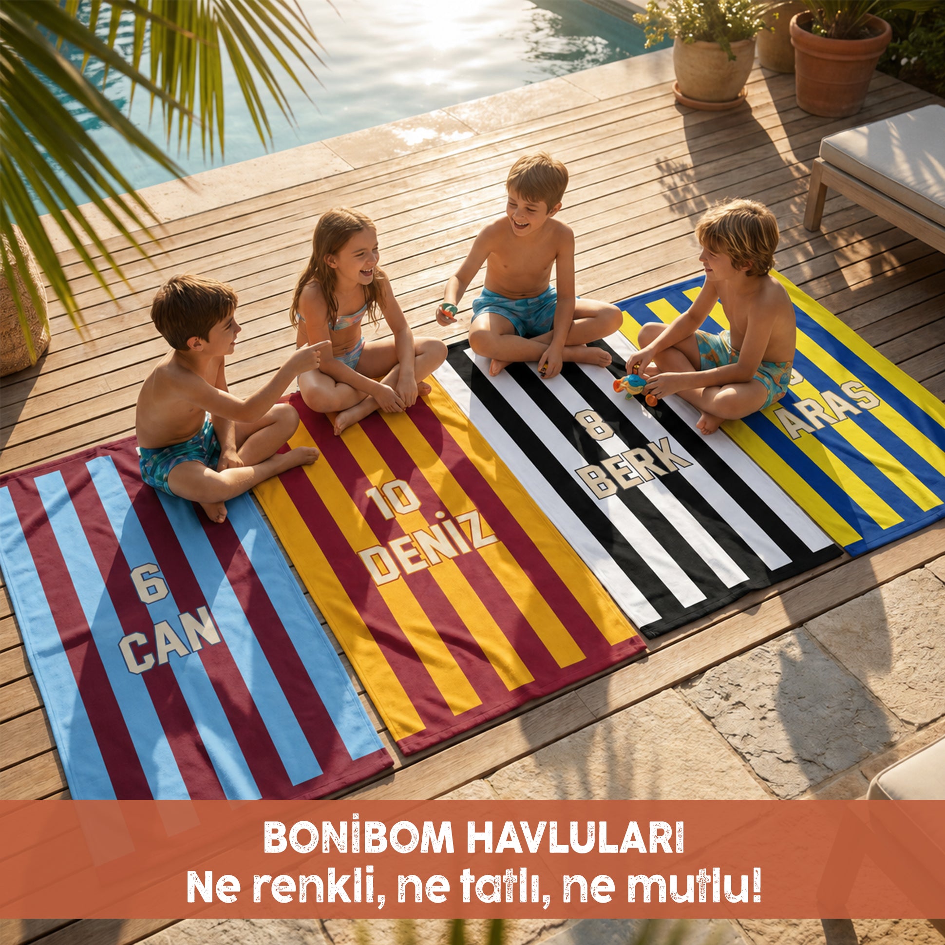 Bonibom Kişiye Özel İsim ve Numaralı Plaj Havlusu