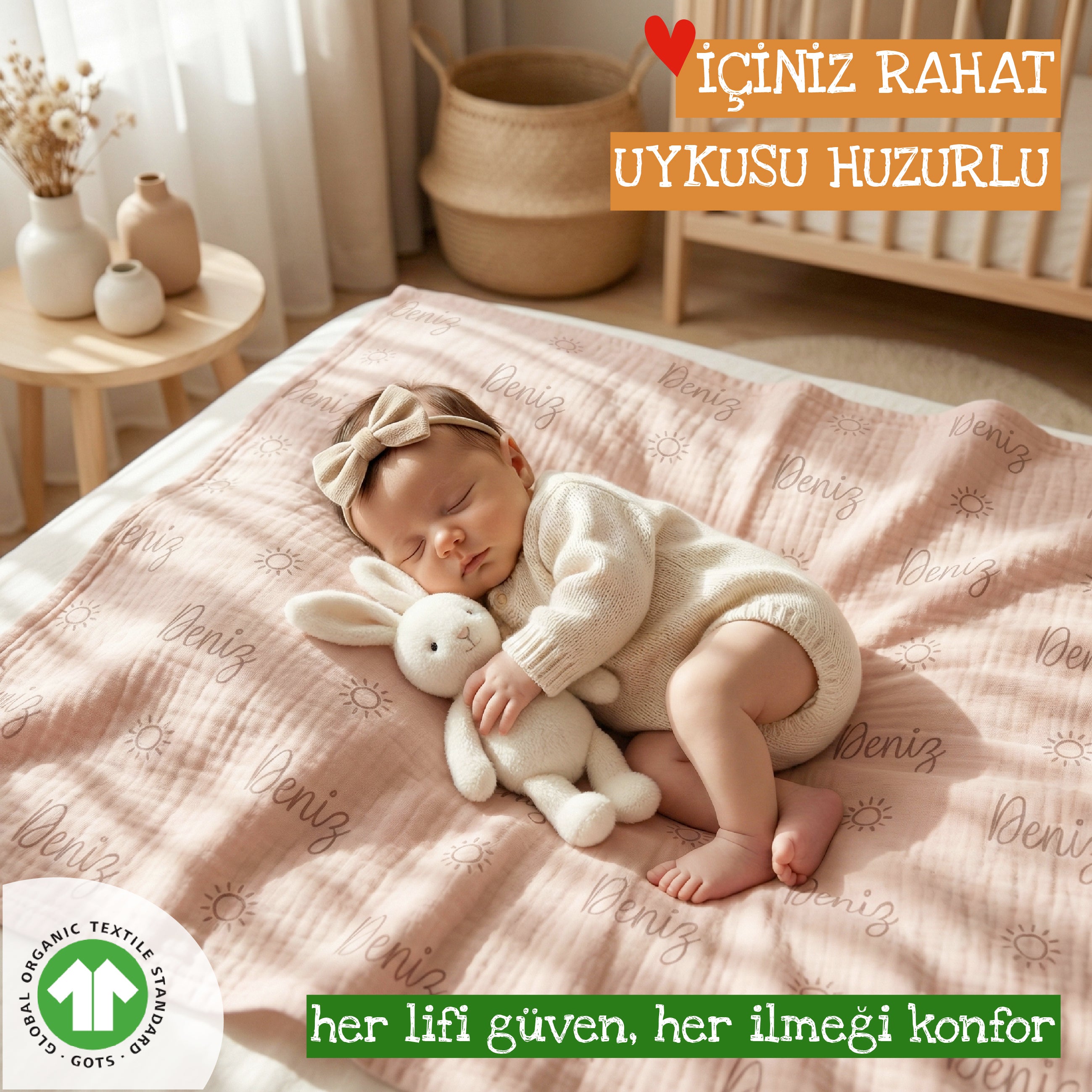 Kişiye Özel %100 Pamuk Müslin Battaniye