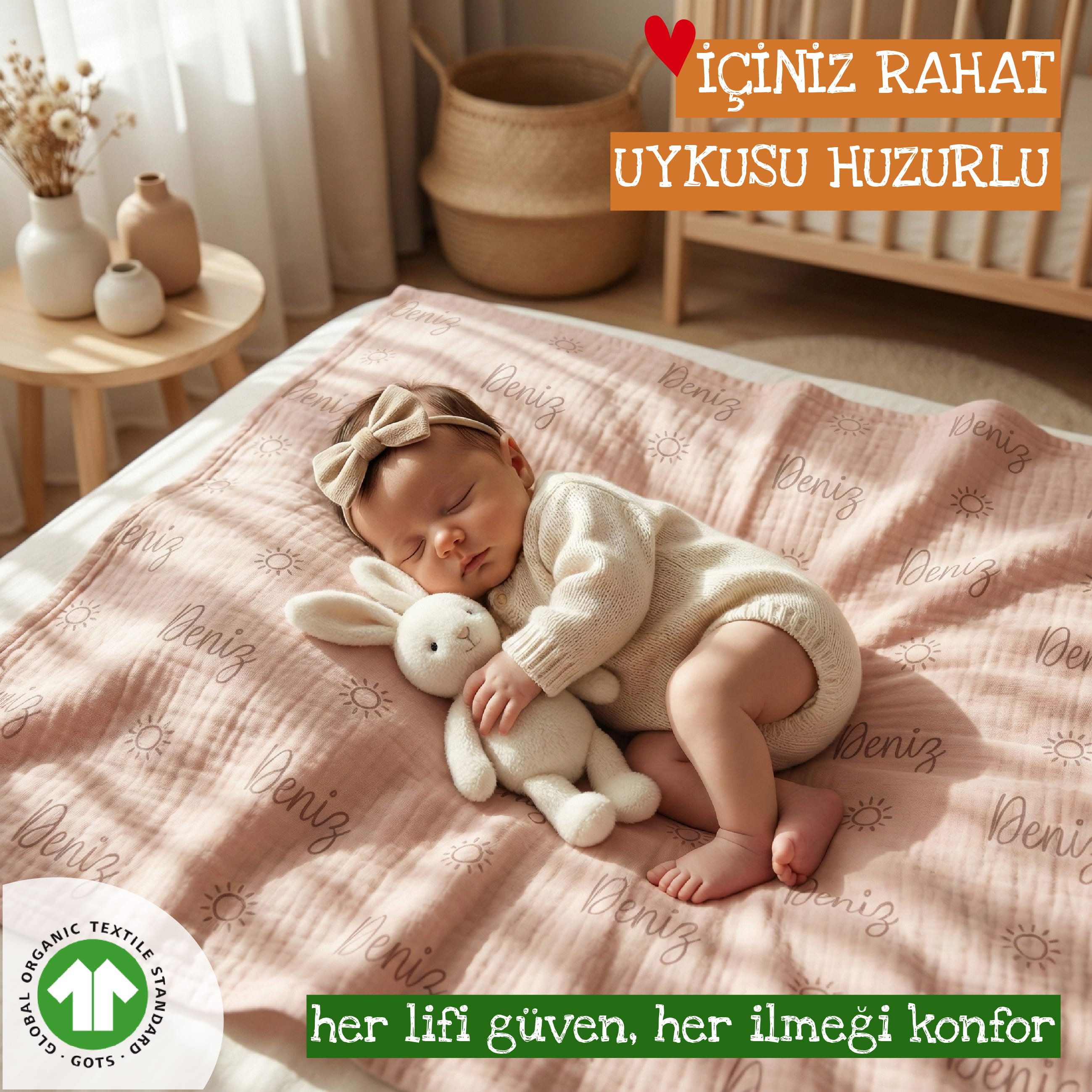 Kişiye Özel %100 Pamuk 2 Katlı Müslin Örtü