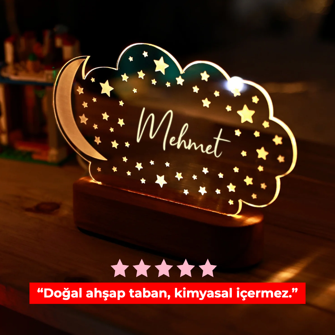 KİŞİYE ÖZEL ÇOCUK "AY-BULUT" GECE LAMBASI