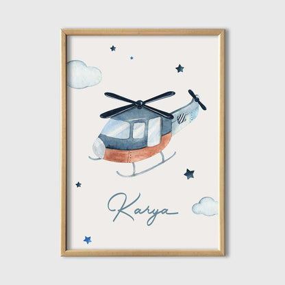 Kişiye Özel "Gökyüzü" Helikopter Çocuk Tablo