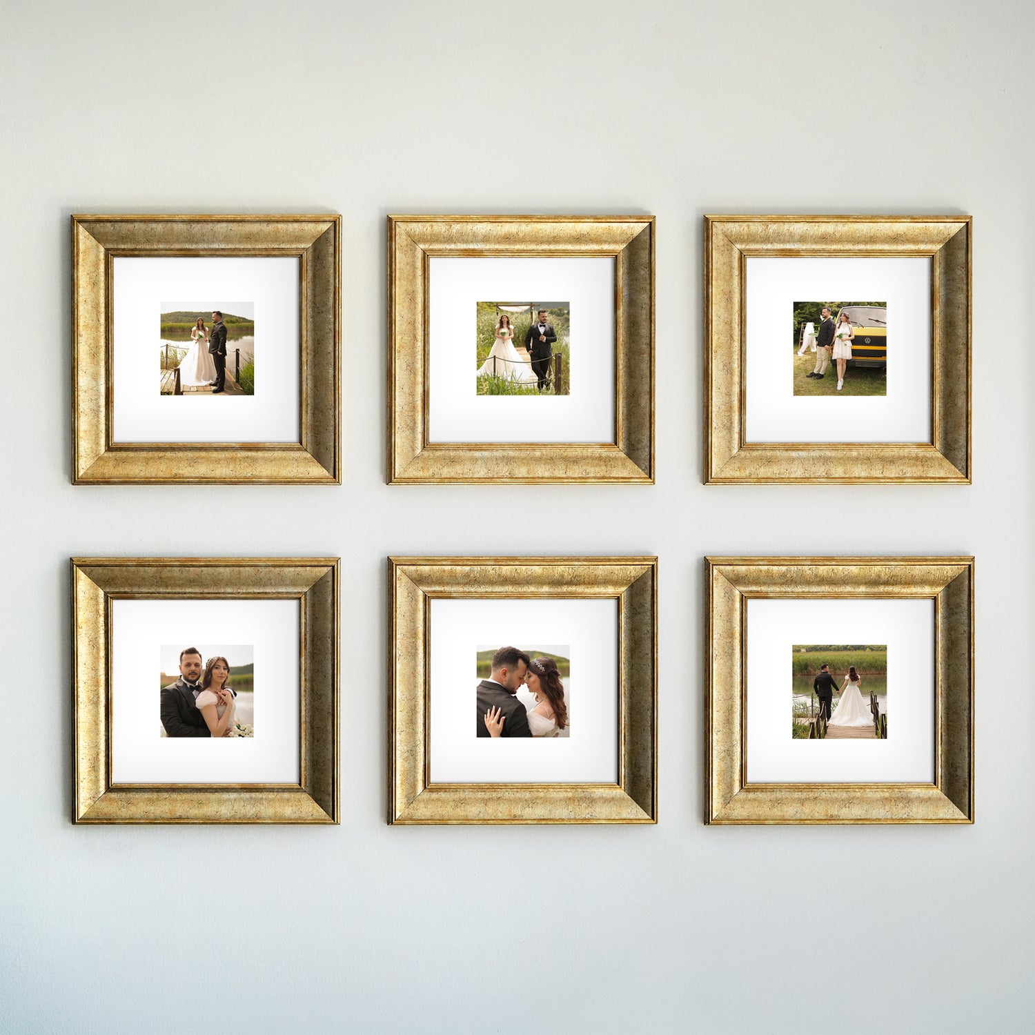 Güzel Anılar Köşesi" Kişiye Özel Şampanya Çerçeveli Fotoğraf Kolajı Seti