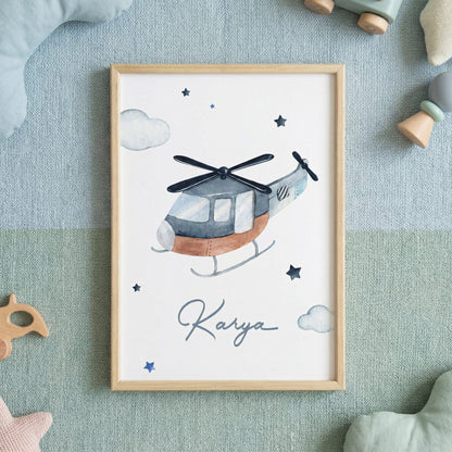Kişiye Özel "Gökyüzü" Helikopter Çocuk Tablo