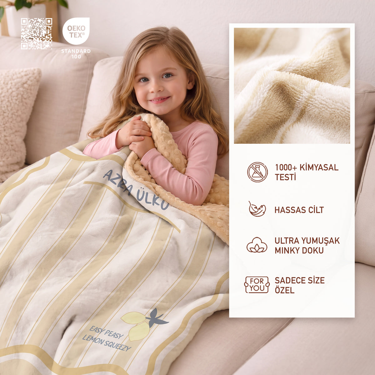 Kişiye Özel "SWEET LITTLE THINGS" Minky Battaniye - Bonibom Özel Koleksiyonu