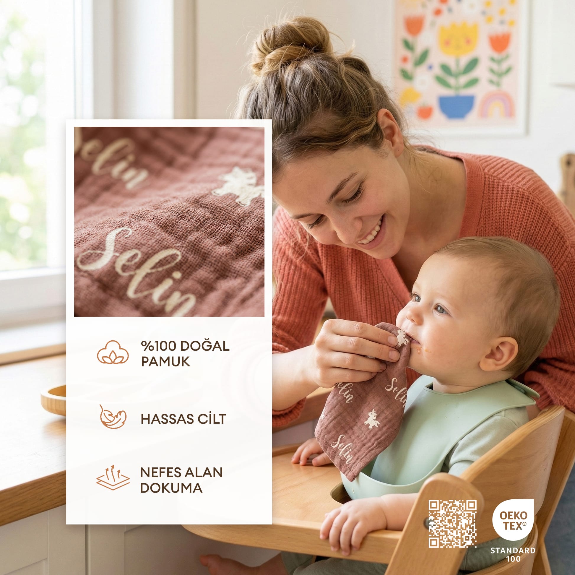 Kişiye Özel %100 Pamuk Müslin 10 &