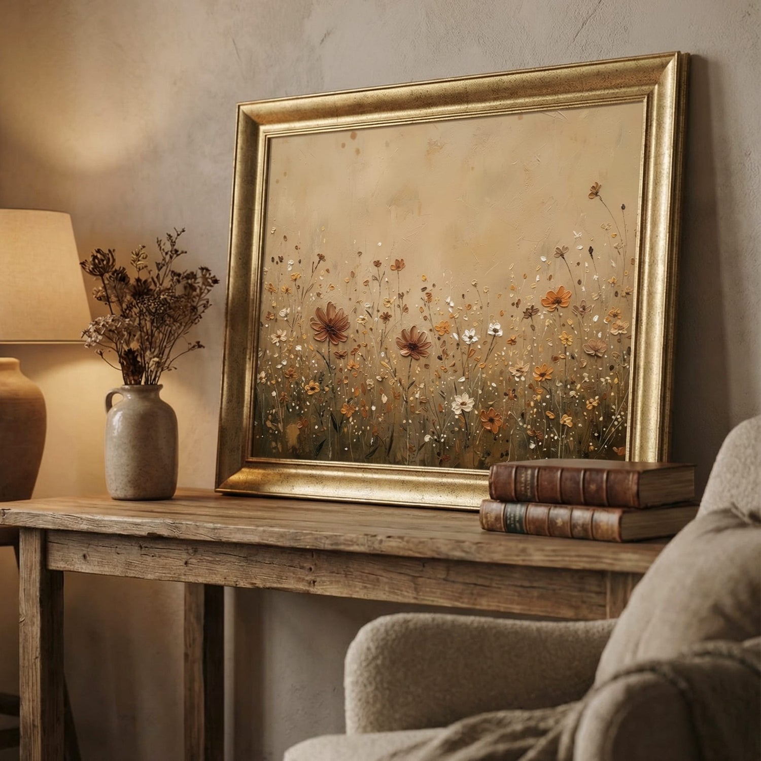 "Orange Flowers" Floral Tablo