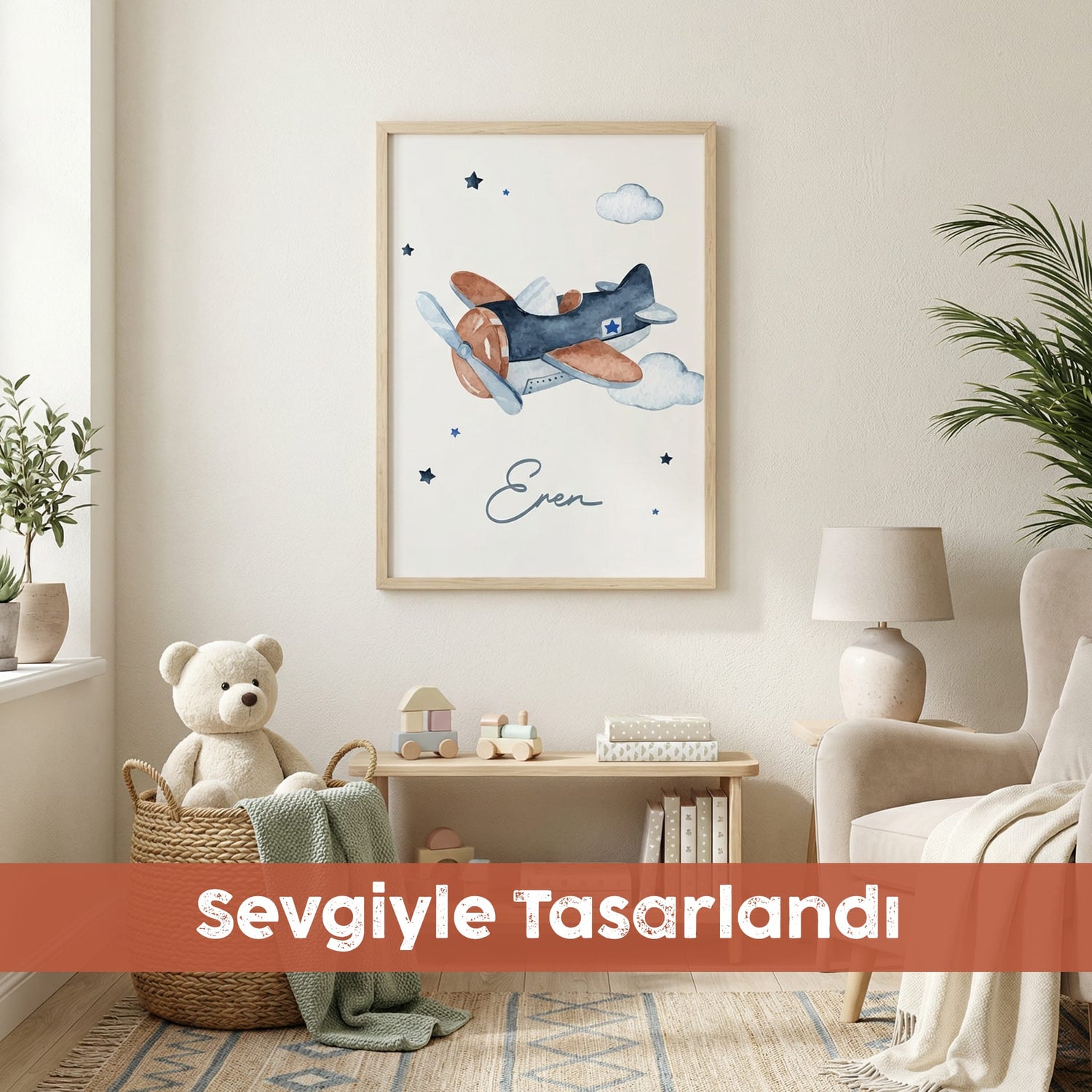 Kişiye Özel "Gökyüzü" Uçak Çocuk Tablo