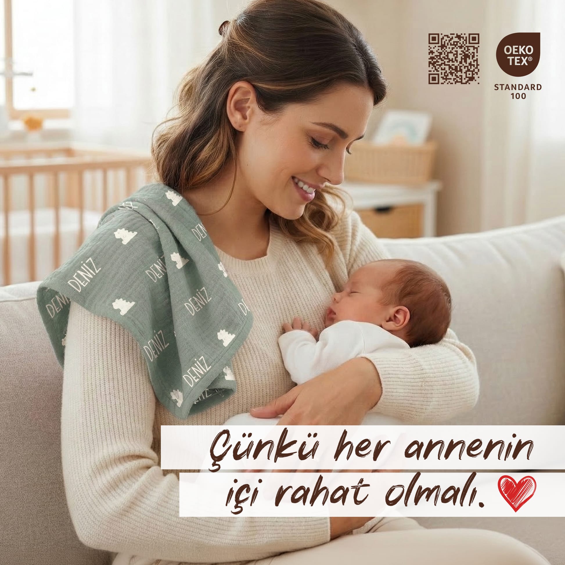 Kişiye Özel %100 Pamuk Müslin 5’li Omuz Bezi Paketi