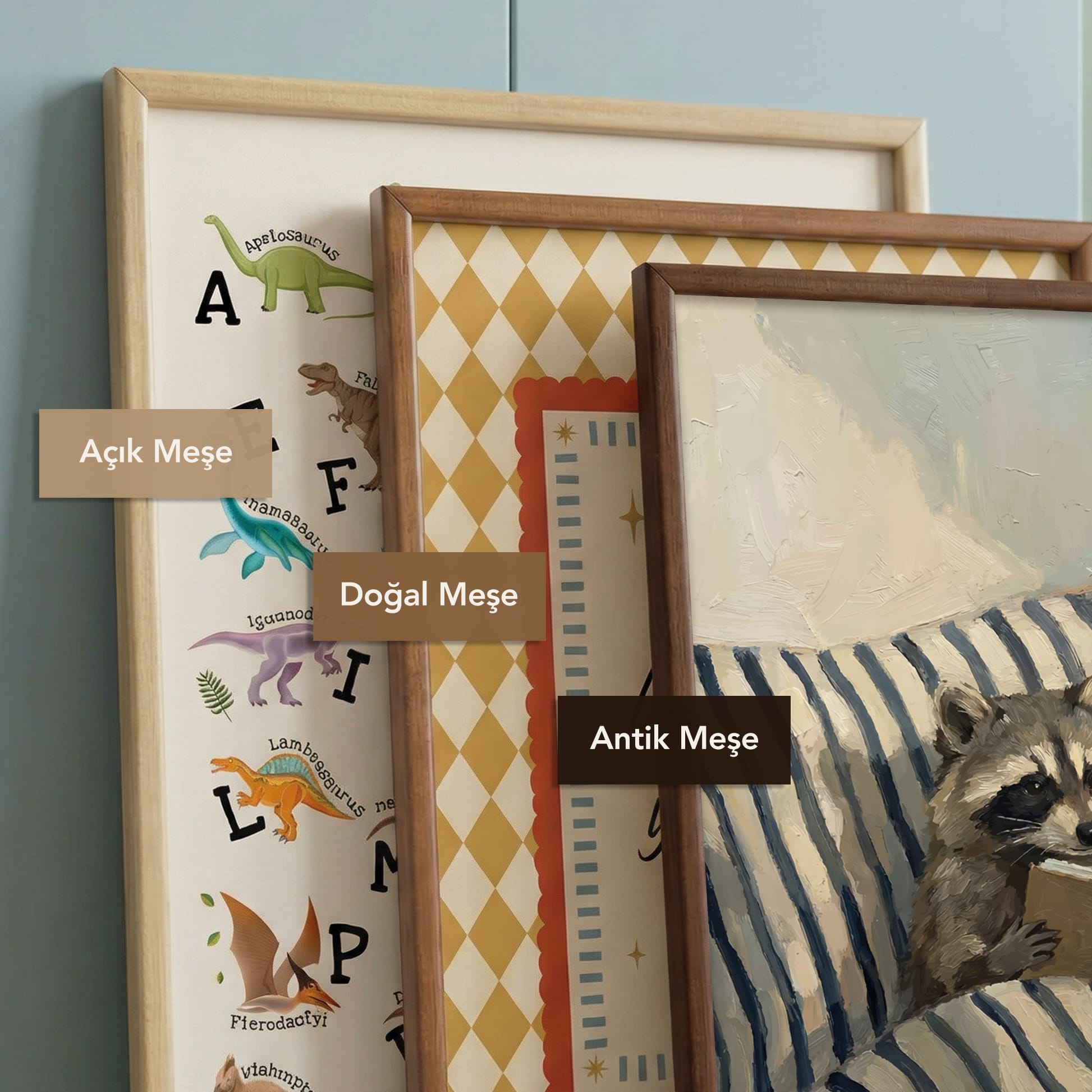 Kitap Kurdu Rakun Çocuk Odası Tablosu