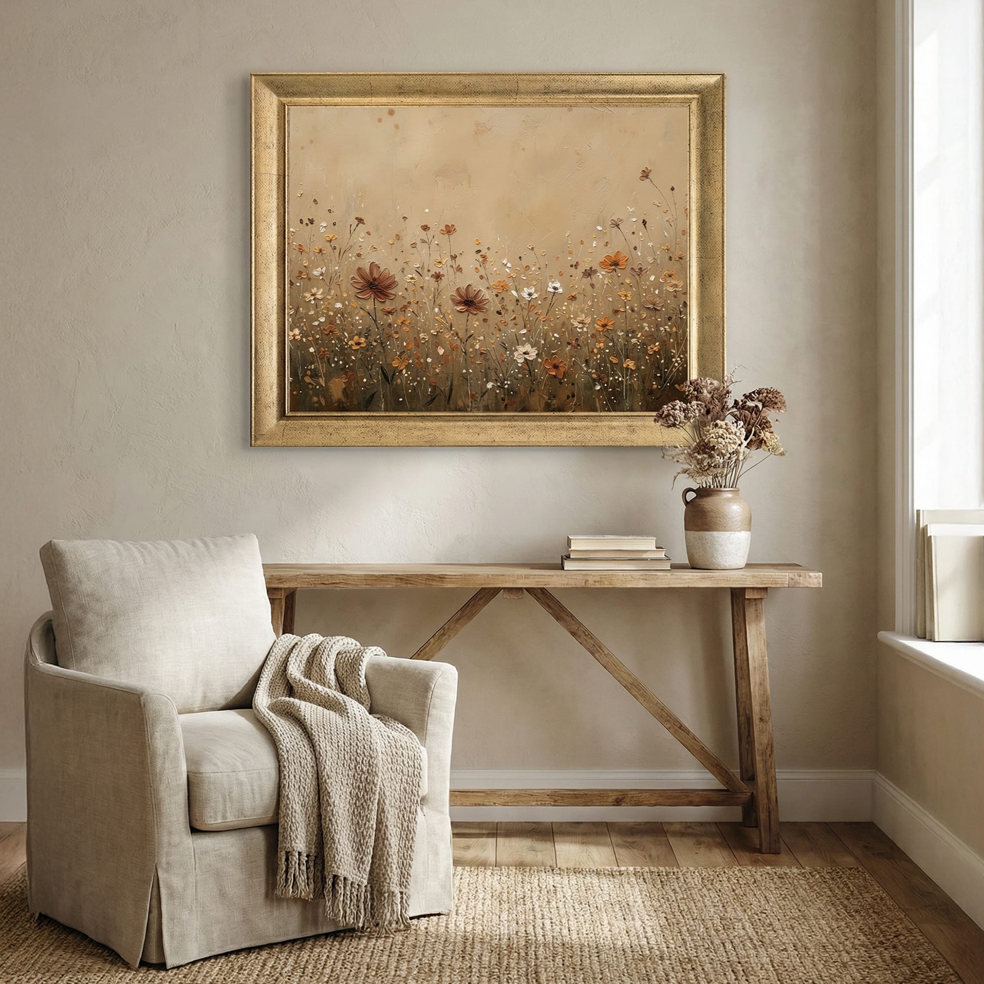 "Orange Flowers" Floral Tablo