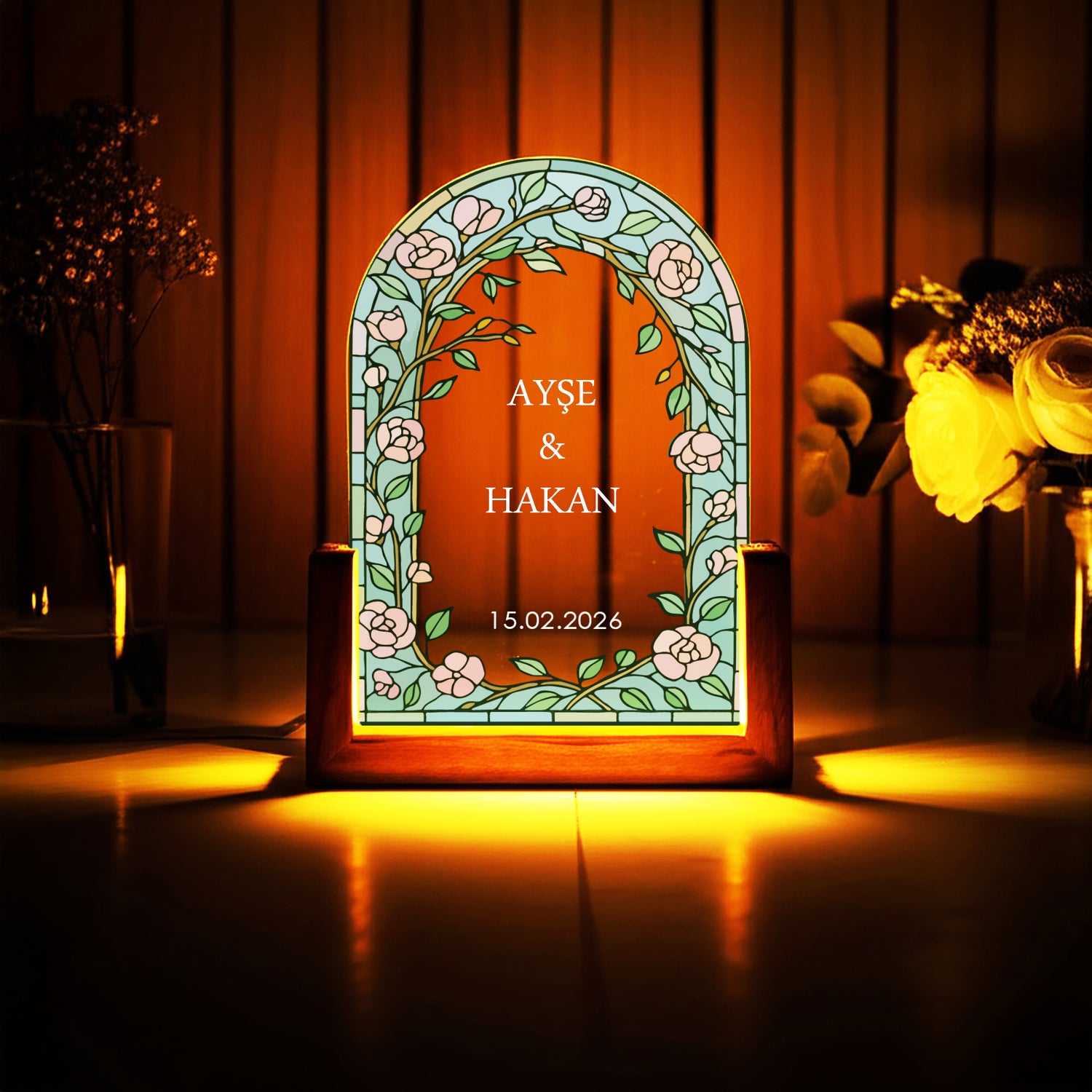KİŞİYE ÖZEL VİTRAY DESENLİ GECE LAMBASI