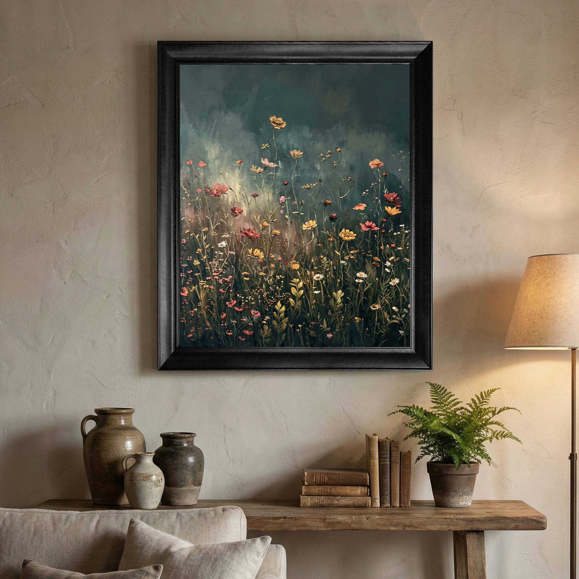 "Deep Green" Floral Tablo