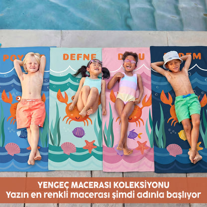 Kişiye Özel "Yengeç Macerası" Plaj Havlusu-Bonibom Özel Koleksiyonu