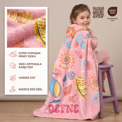 Kişiye Özel “DENİZ CANLILARI” Minky Battaniye