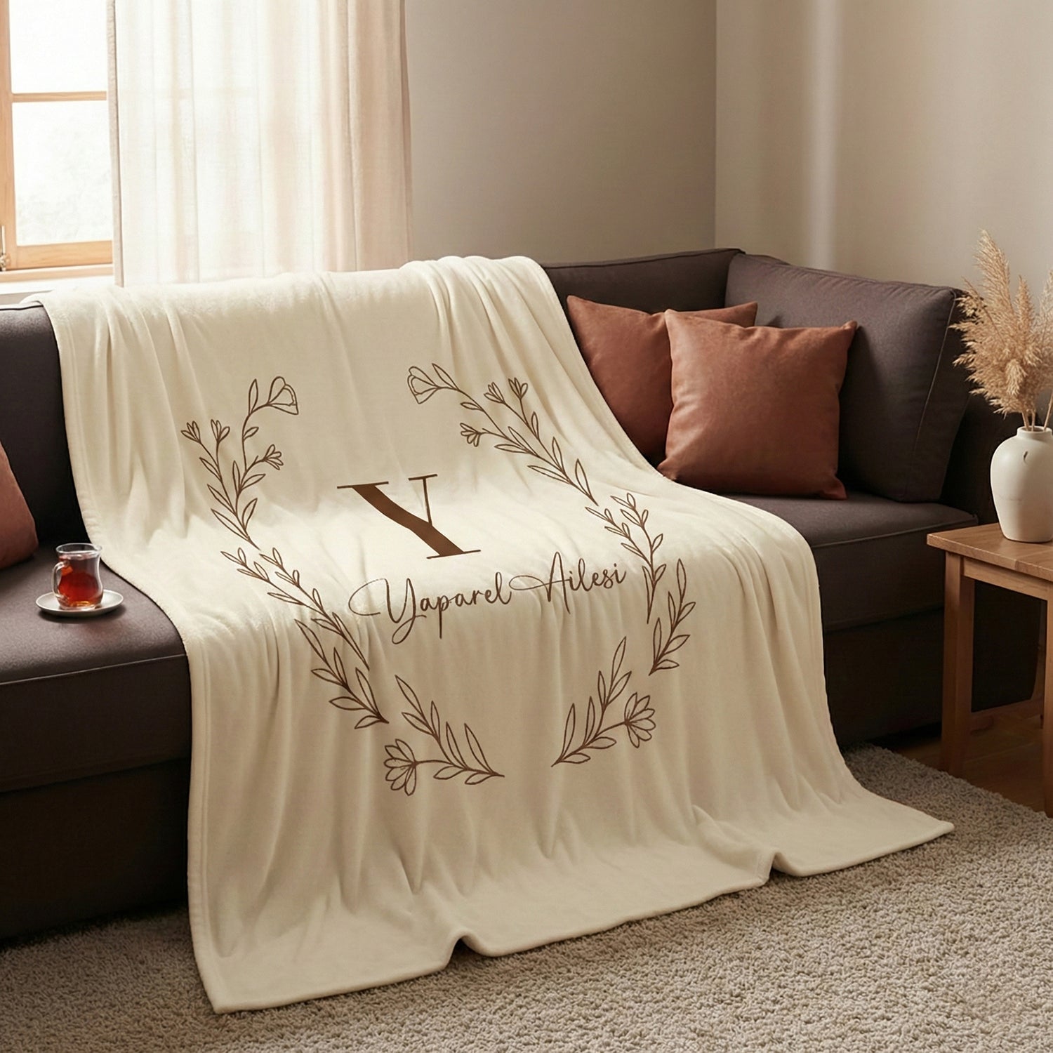 İsim ve Tarihli Çift Battaniyesi