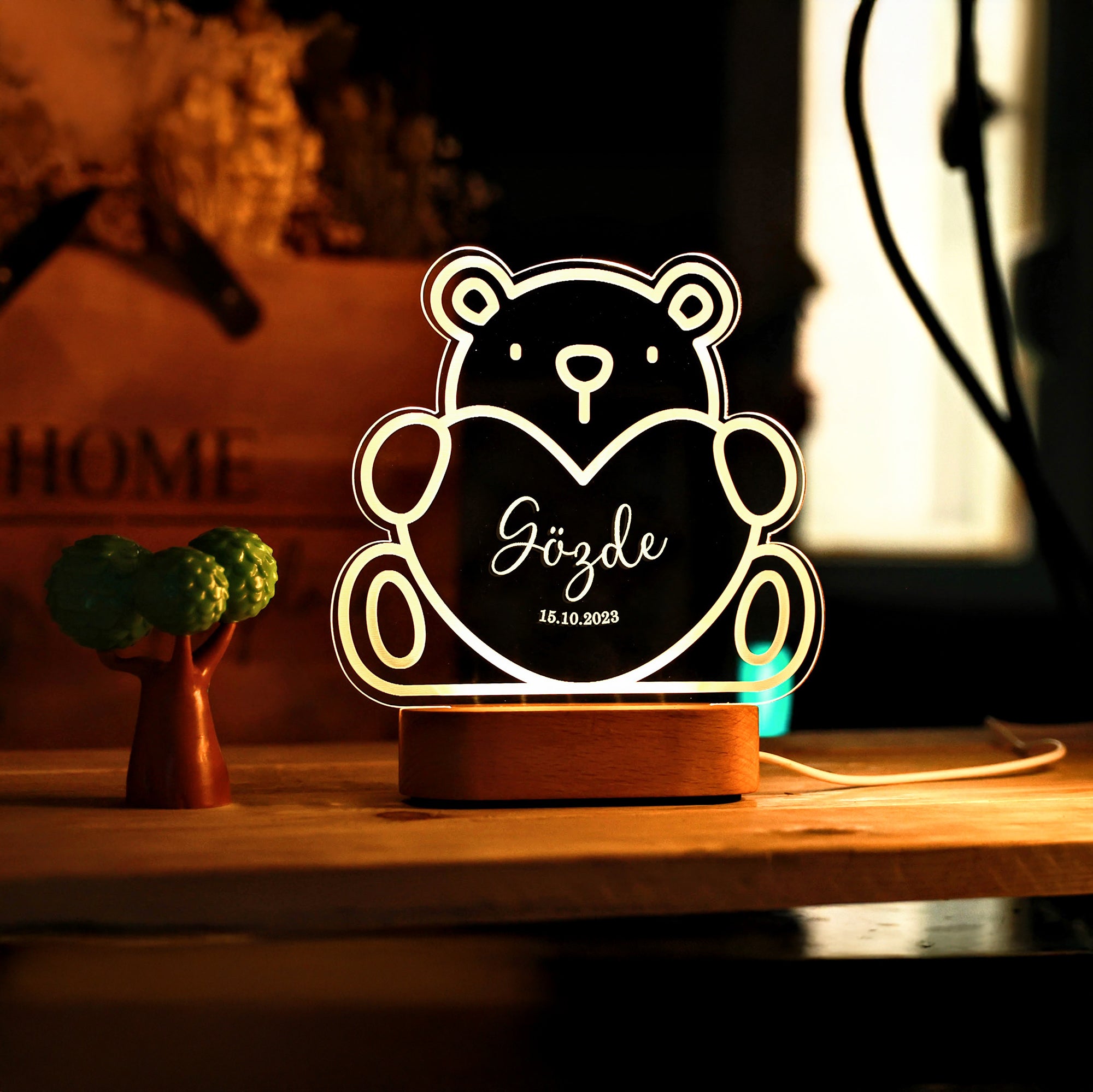KİŞİYE ÖZEL AYICIK FİGÜRLÜ ÇOCUK LED GECE LAMBASI