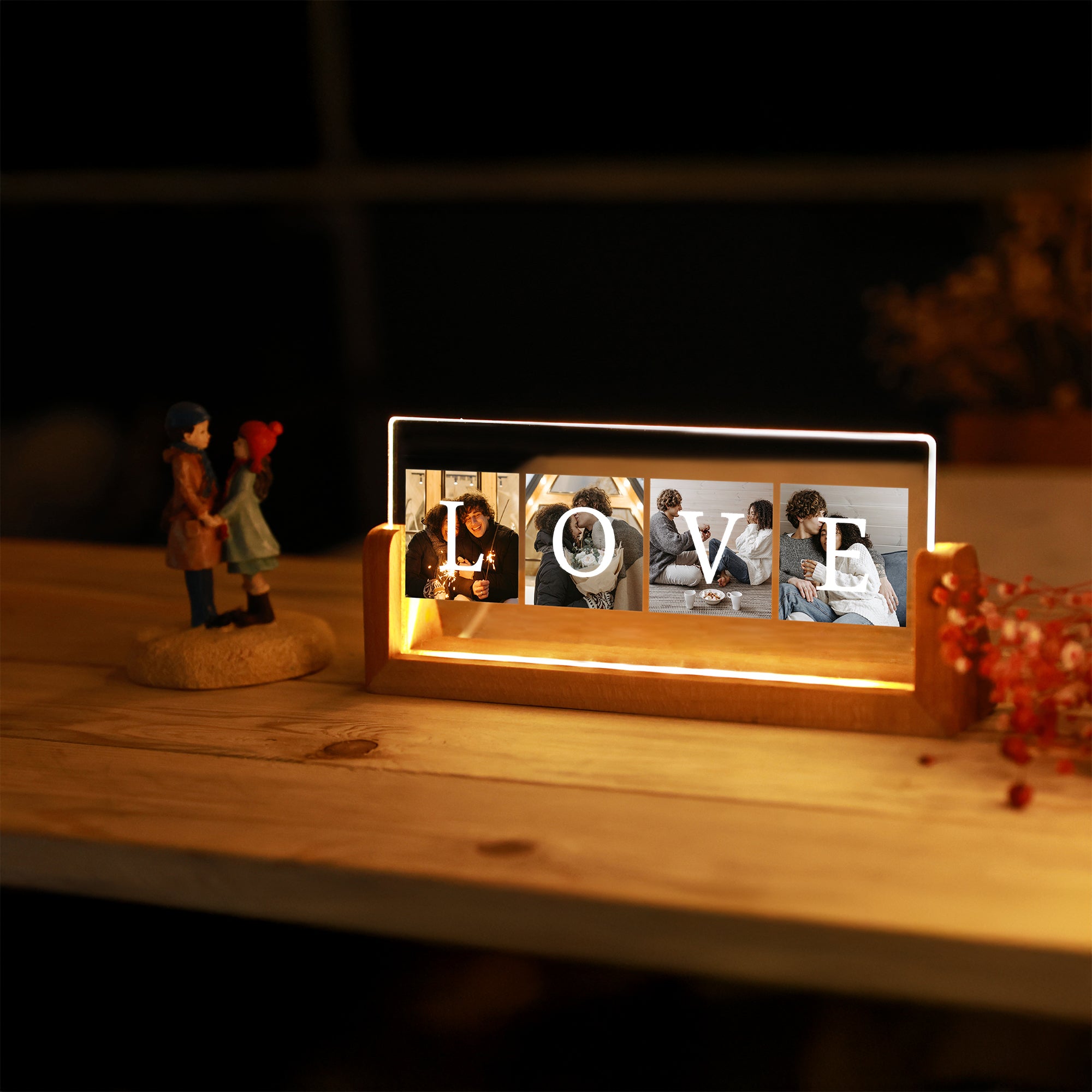 KİŞİYE ÖZEL LOVE YAZILI FOTOĞRAFLI YATAY LED GECE LAMBASI