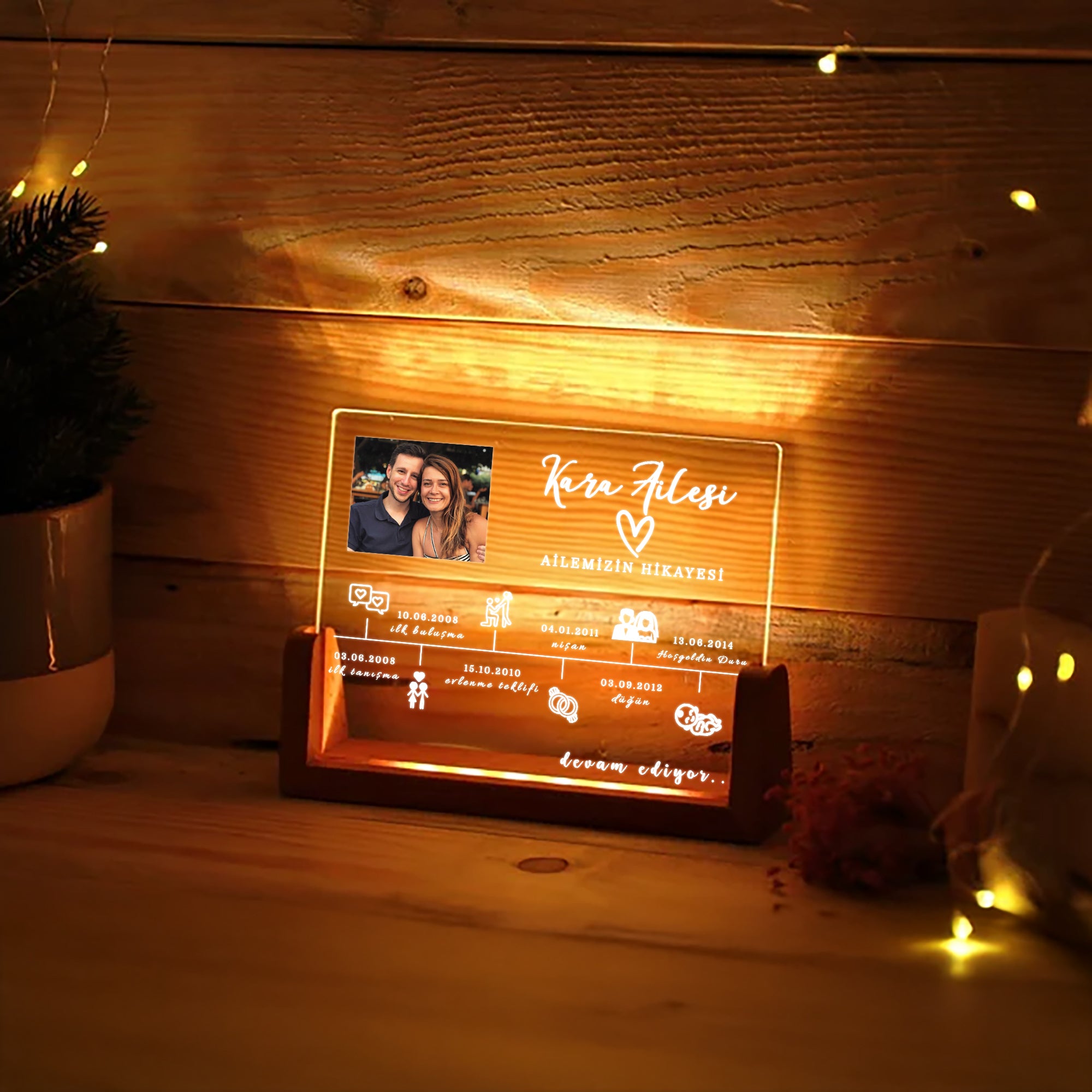 KİŞİYE ÖZEL AİLEMİZİN HİKAYESİ LED GECE LAMBASI