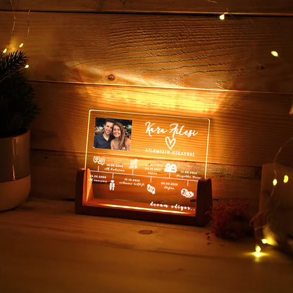 KİŞİYE ÖZEL AİLEMİZİN HİKAYESİ LED GECE LAMBASI