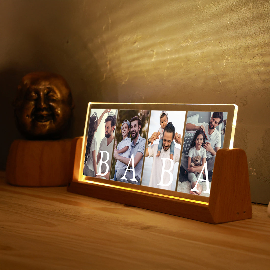 KİŞİYE ÖZEL &quot;BABA&quot; FOTOĞRAFLI LED IŞIKLI GECE LAMBASI