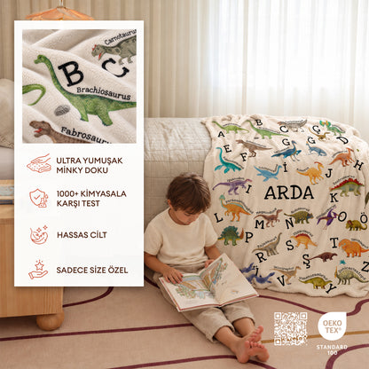 Bonibom Dinozor Alfabe Çocuk Battaniyesi