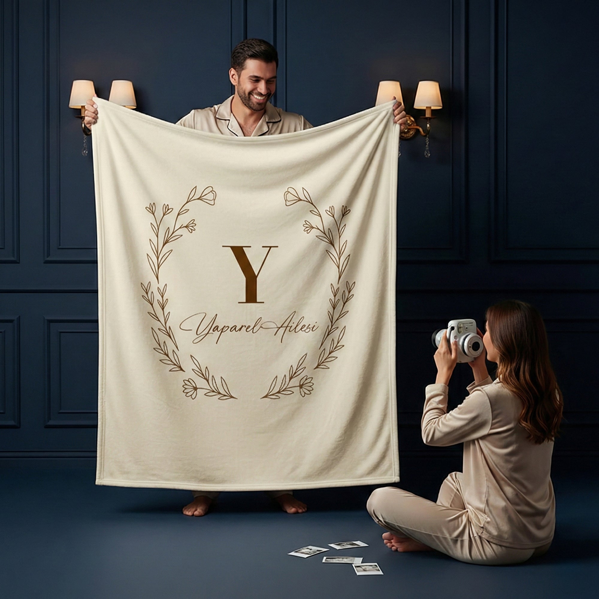 İsim ve Tarihli Çift Battaniyesi