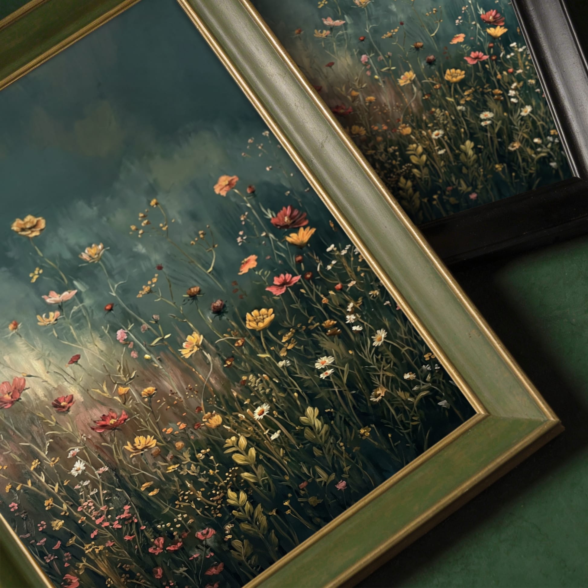 "Deep Green" Floral Tablo