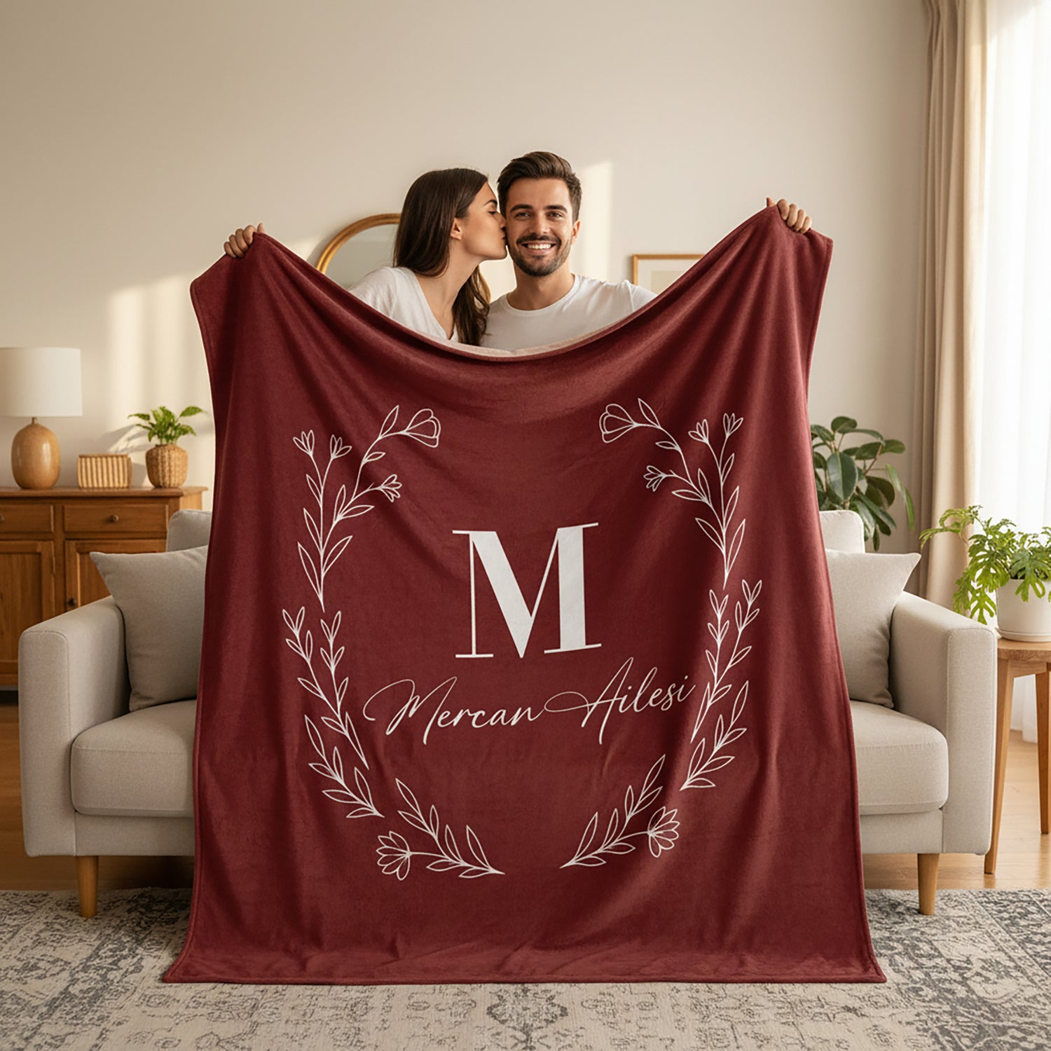 İsim ve Tarihli Çift Battaniyesi