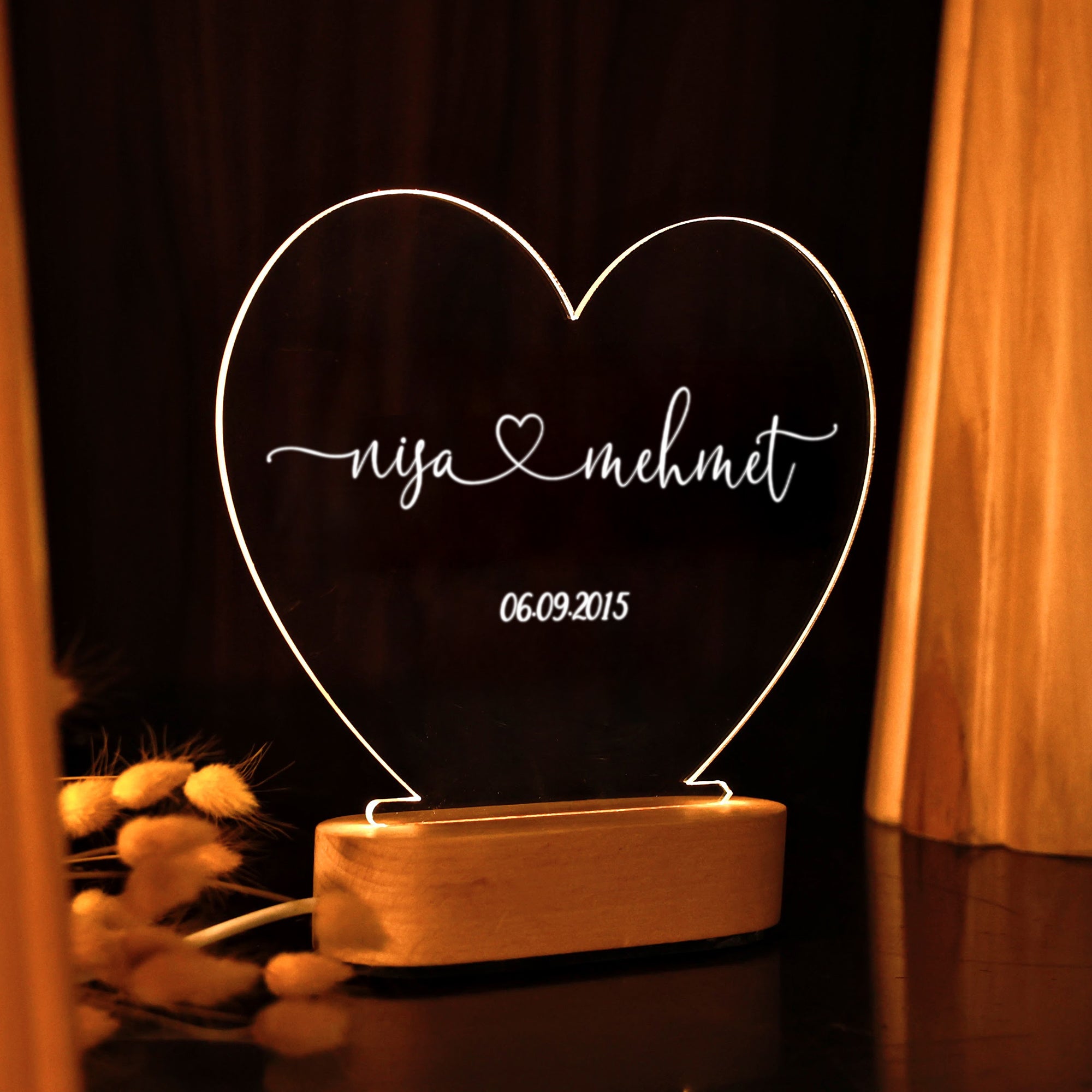 KİŞİYE ÖZEL KALP LED GECE LAMBASI
