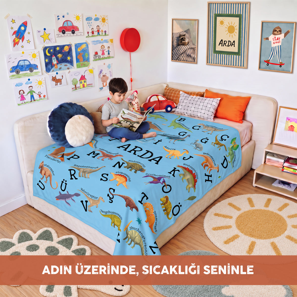 Bonibom Dinozor Alfabe Çocuk Battaniyesi
