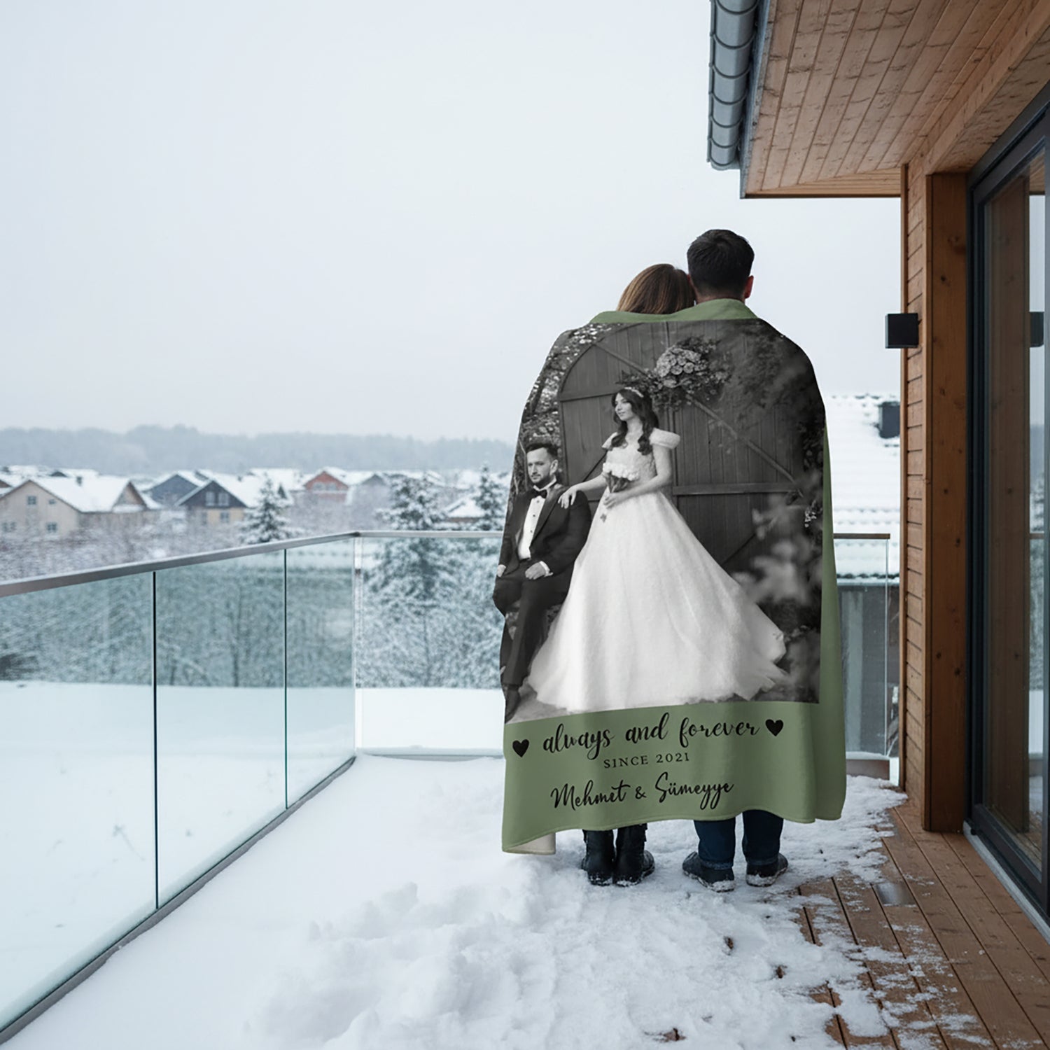 Sevgililer Gününe Özel Resim Kolajlı Battaniye