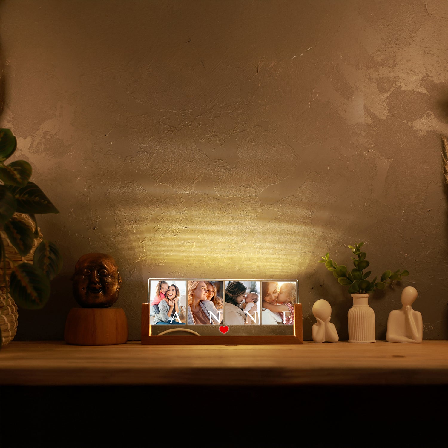 KİŞİYE ÖZEL LED IŞIKLI ANNE ANNE YAZILI FOTOĞRAFLI GECE LAMBASI