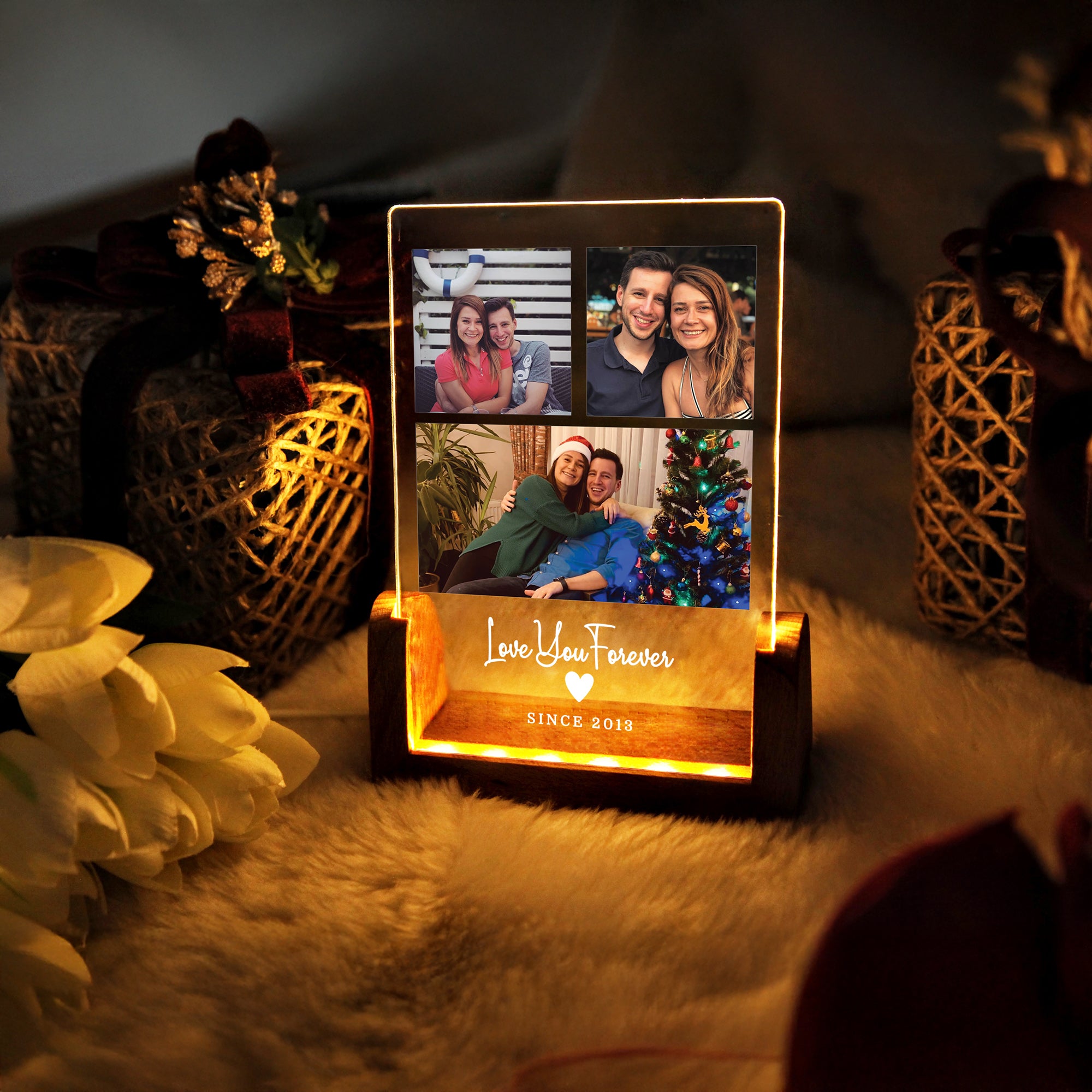 KİŞİYE ÖZEL KOLAJ FOTOĞRAFLI LED GECE LAMBASI