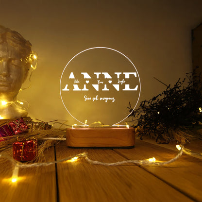 KİŞİYE ÖZEL LED IŞIKLI &quot;ANNE&quot;YAZILI AKRİLİK GECE LAMBASI