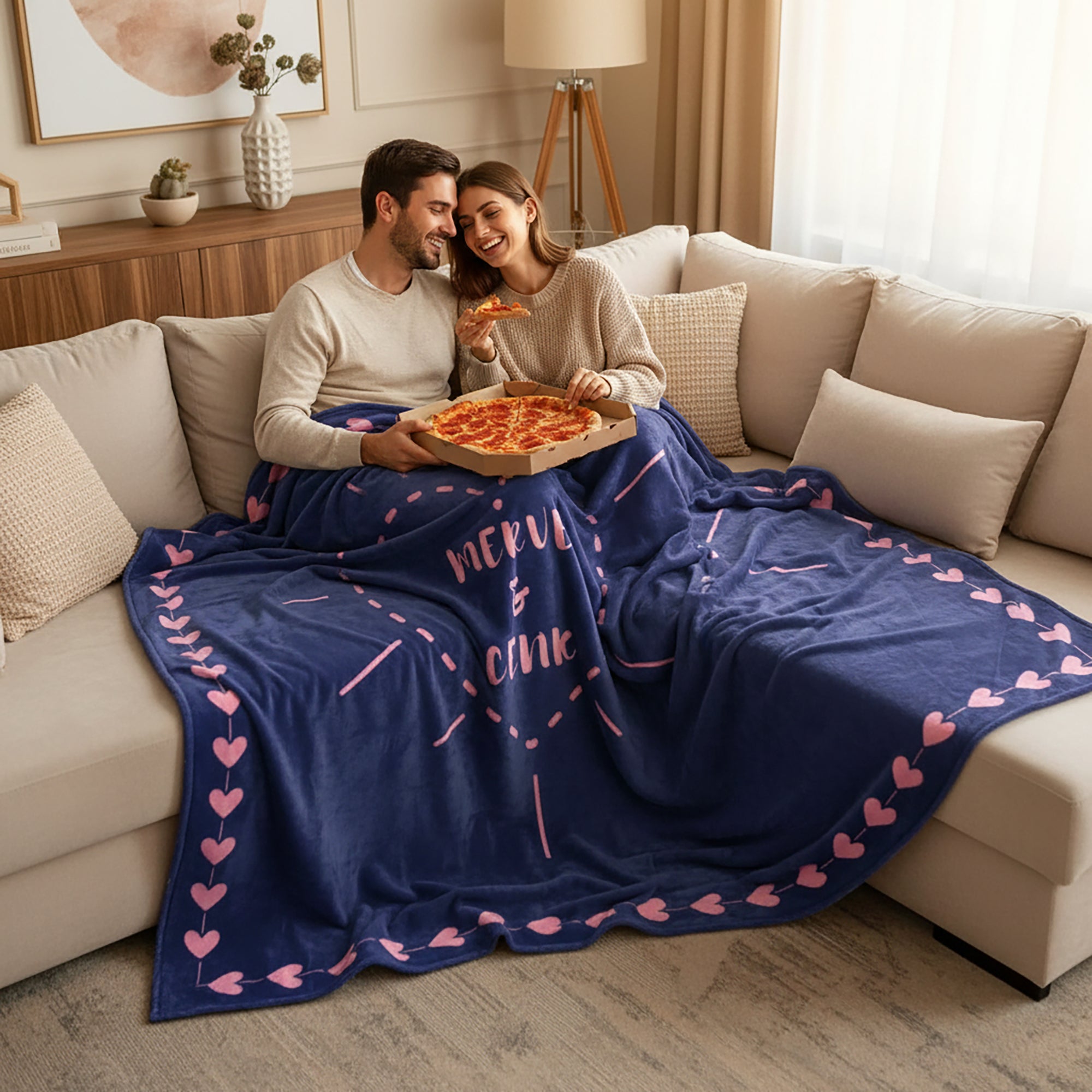 Kalpli İsimli Çift Battaniyesi